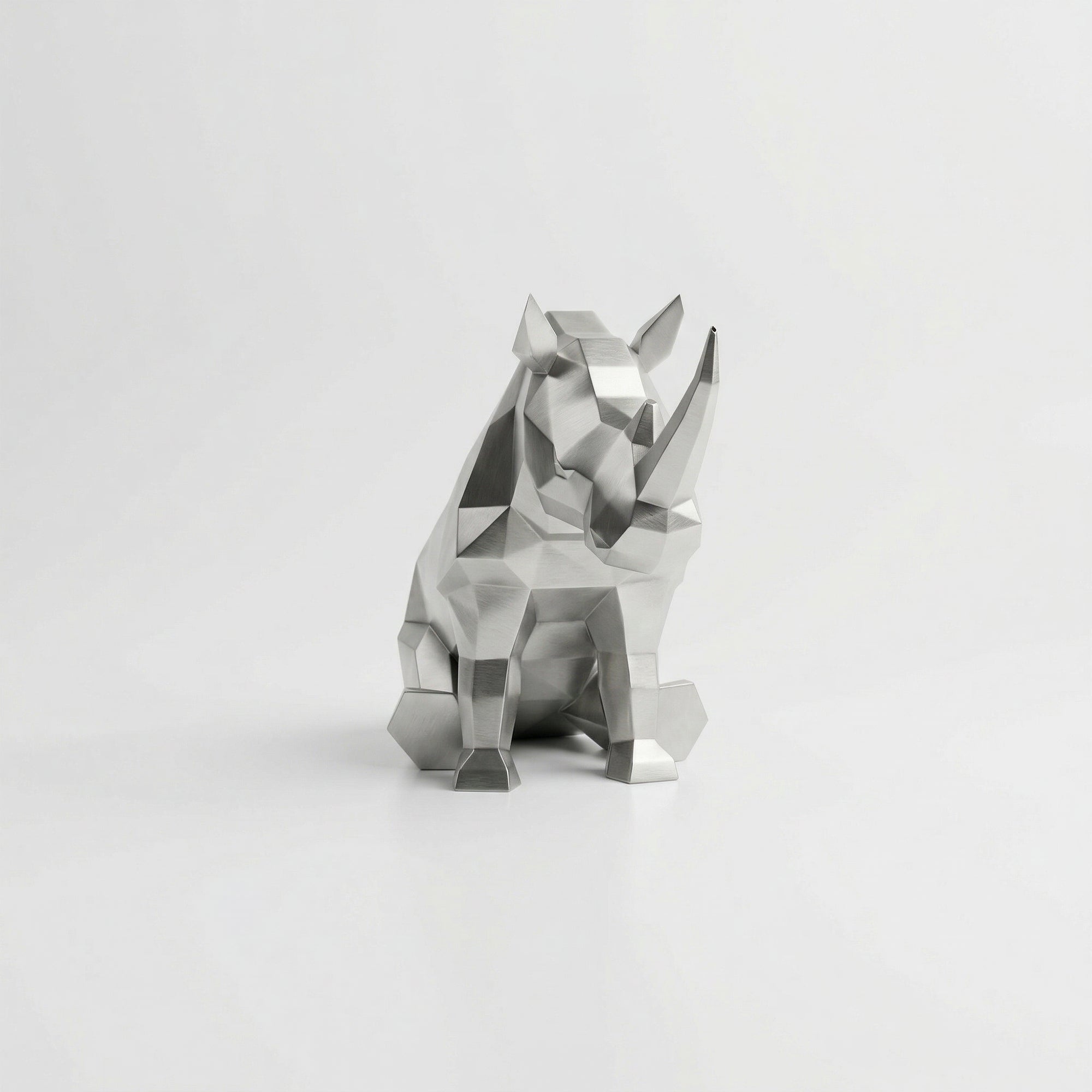 Grande Sculpture Rhinocéros Contemporaine En Inox