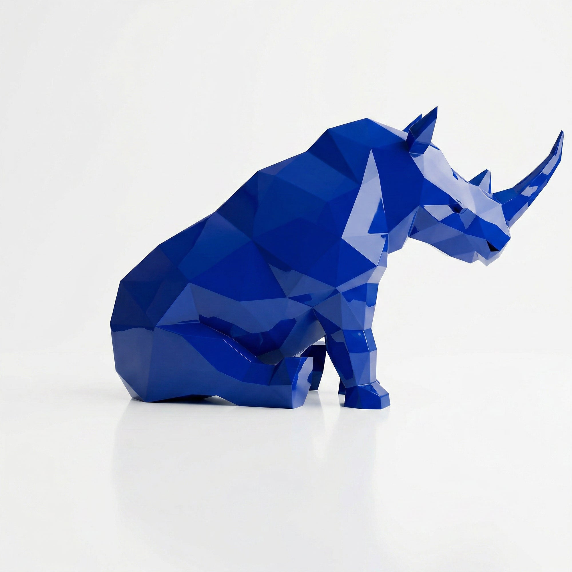Grande Sculpture Rhinocéros Contemporaine En Résine
