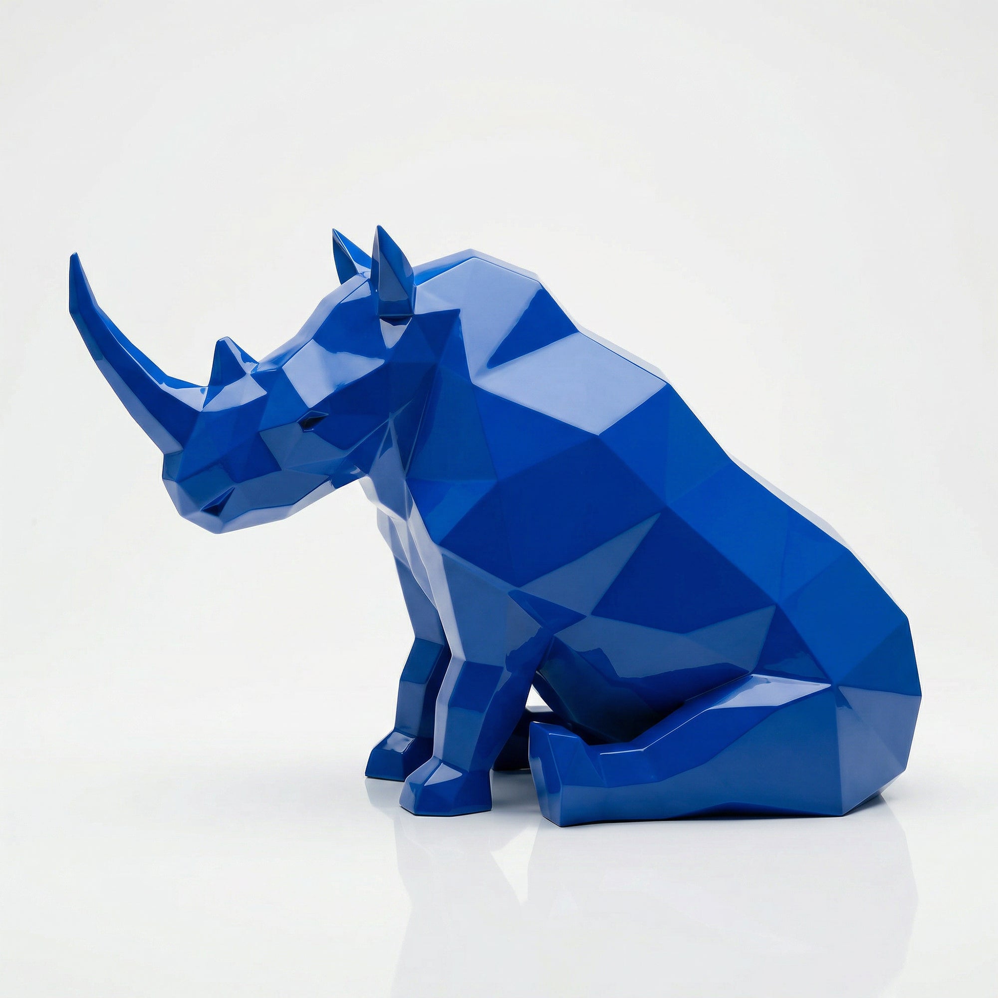 Grande Sculpture Rhinocéros Contemporaine En Résine