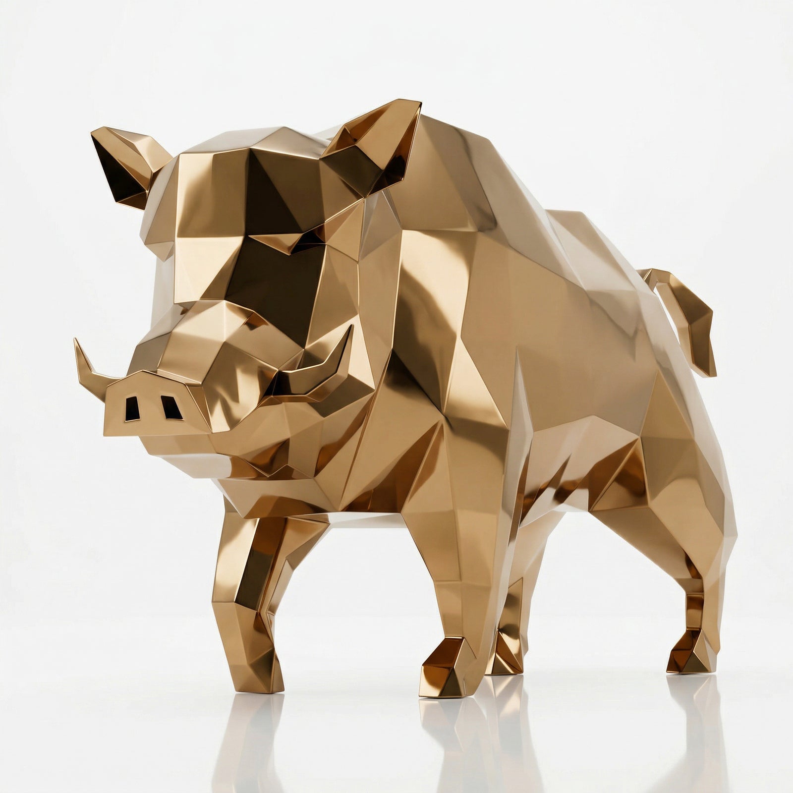 Sculpture Sanglier Sauvage En Inox Effet Bronze