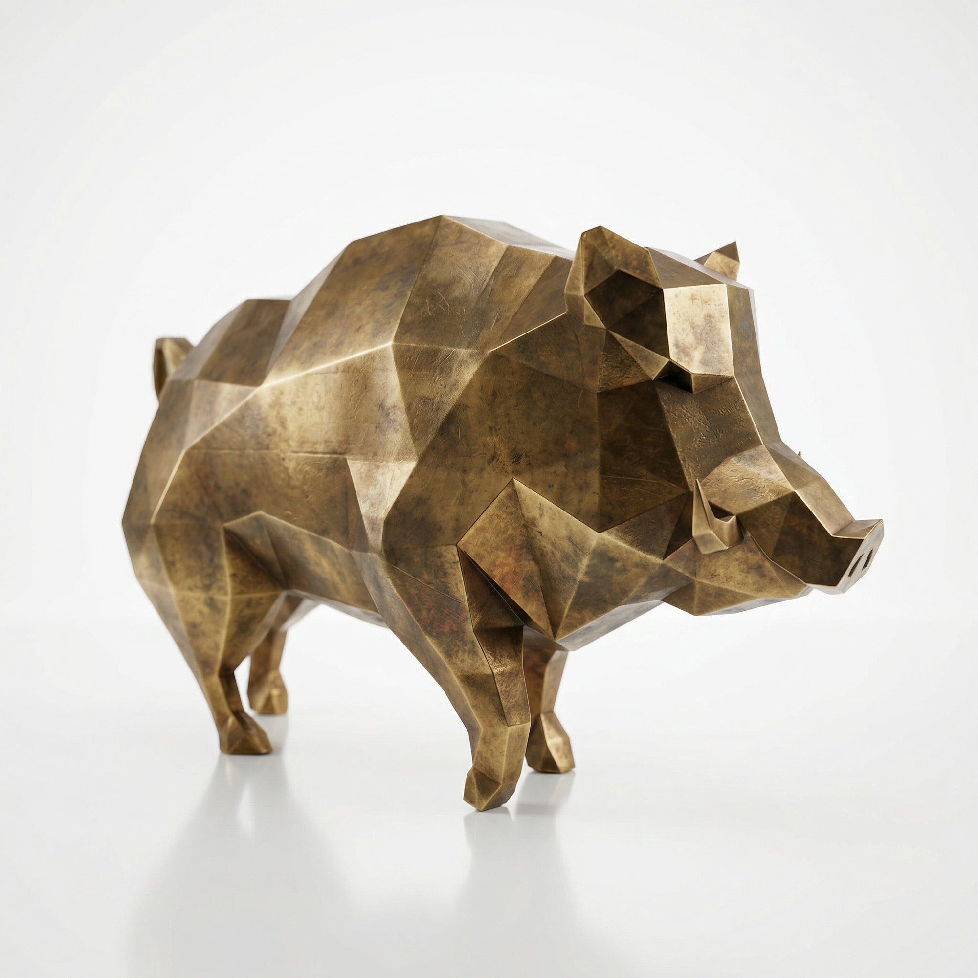 Sculpture Sanglier Sauvage En Laiton