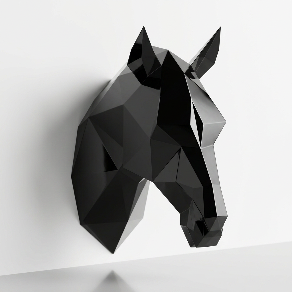 Tête de Cheval en Origami Métallique