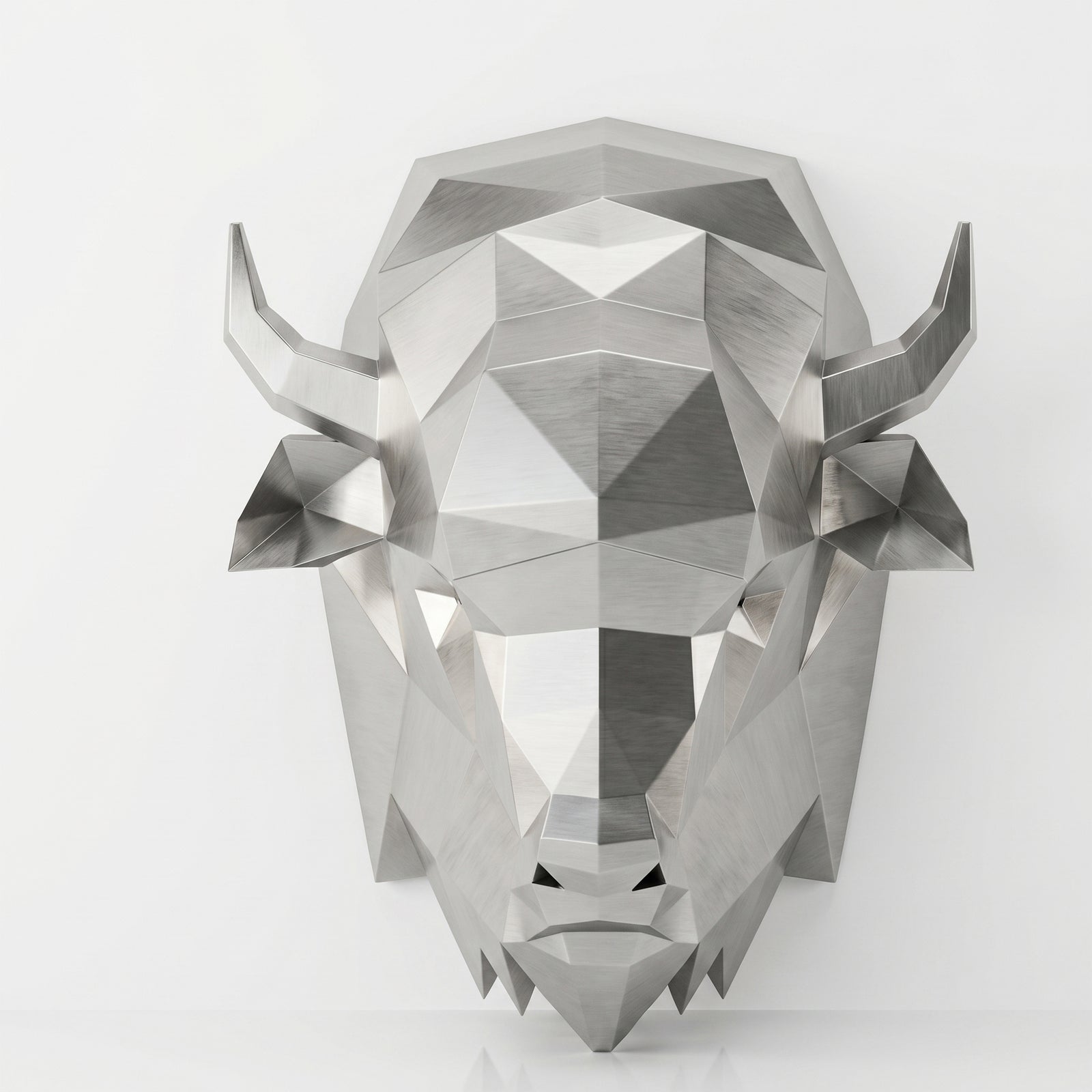Sculpture Tête de bison en origami En Inox
