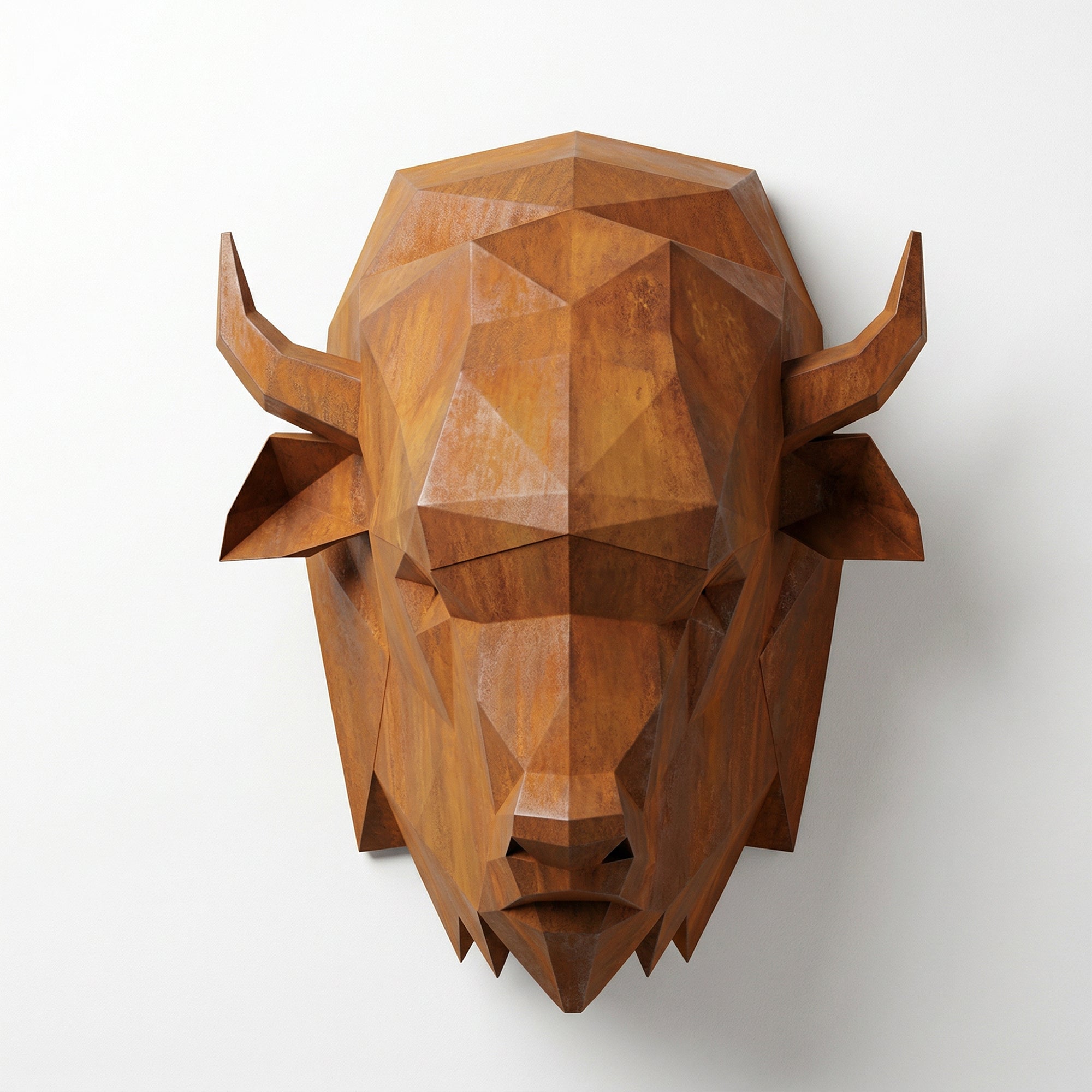 Sculpture Tête de bison en origami