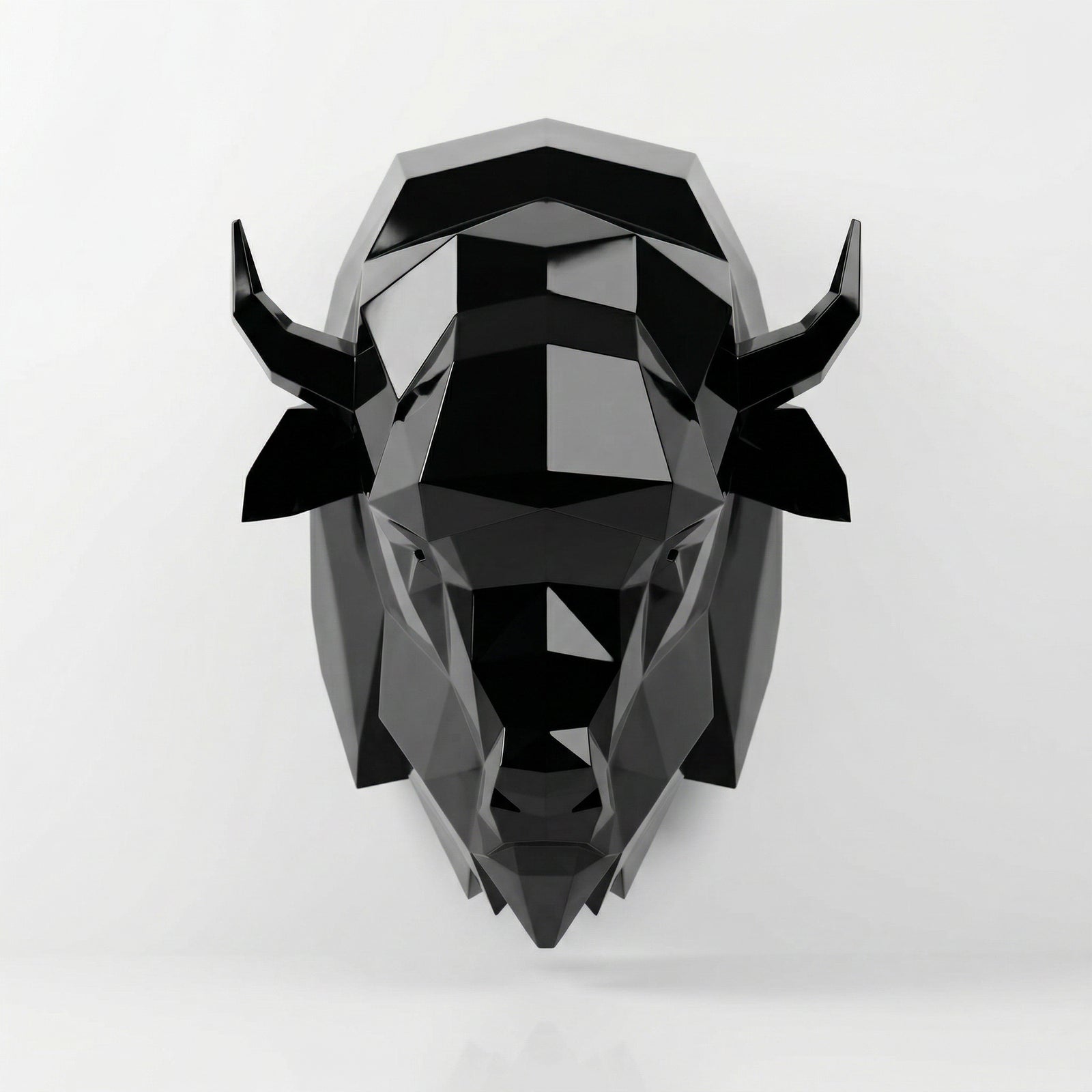 Sculpture Tête de bison en origami En Résine