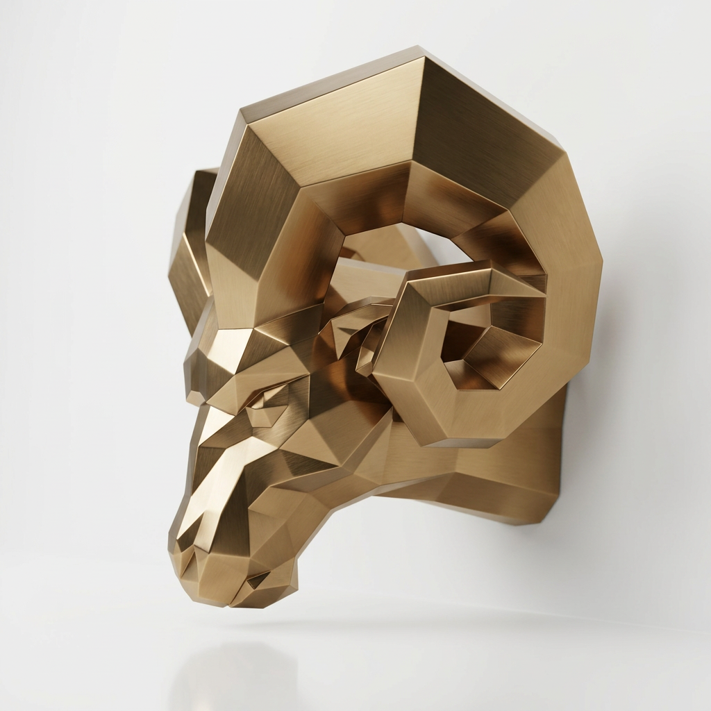 Sculpture tête de bouc En Inox Effet Bronze