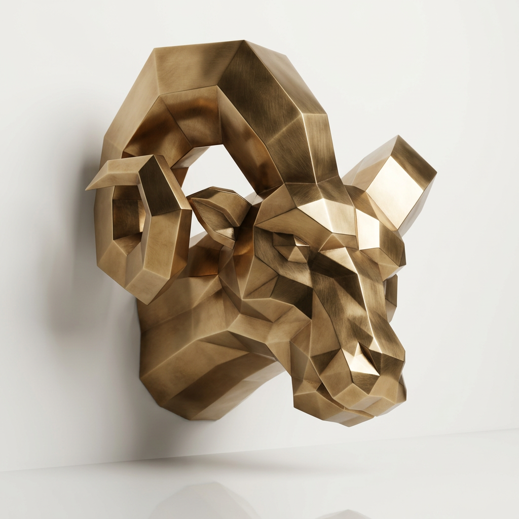 Sculpture tête de bouc En Inox Effet Bronze