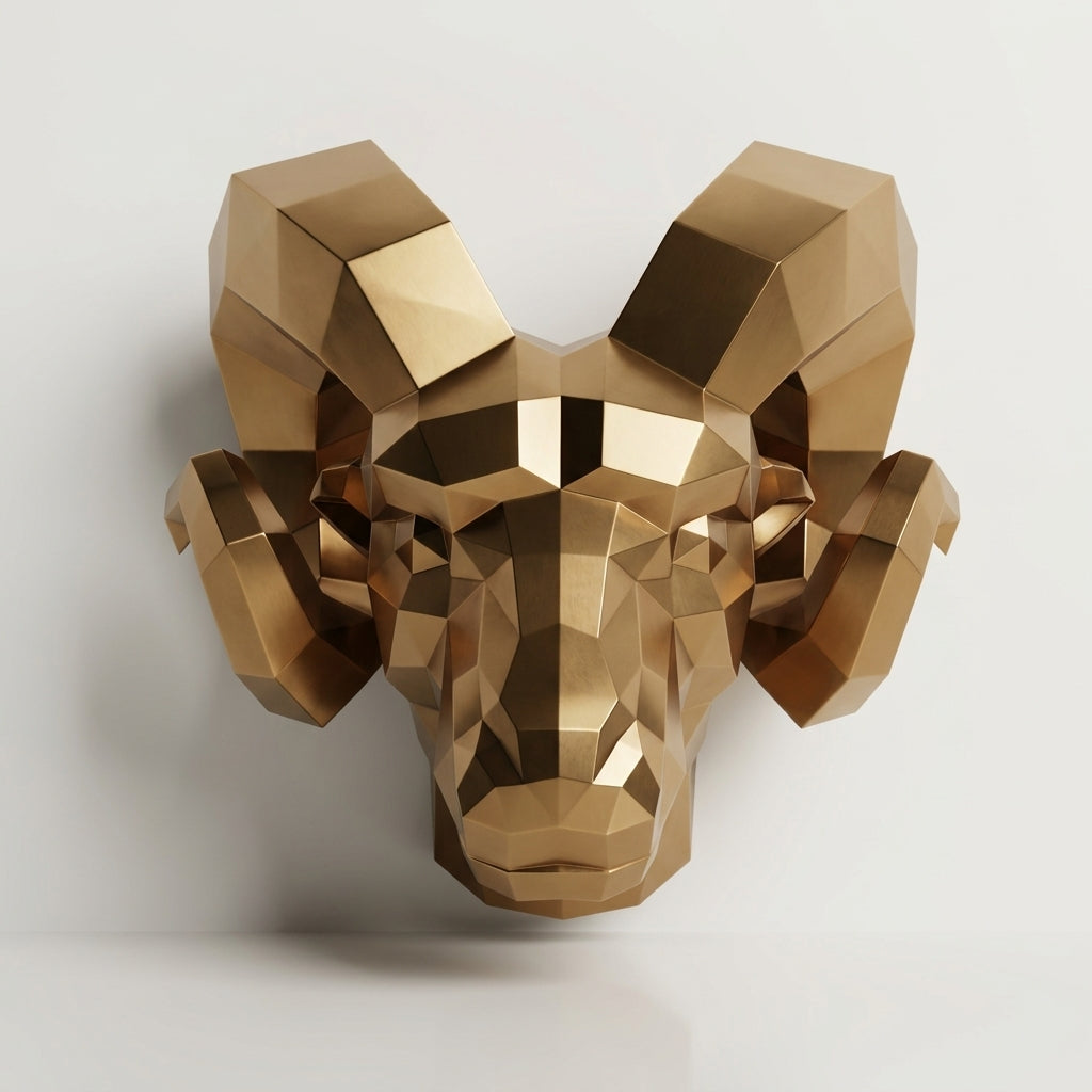 Sculpture tête de bouc En Inox Effet Bronze