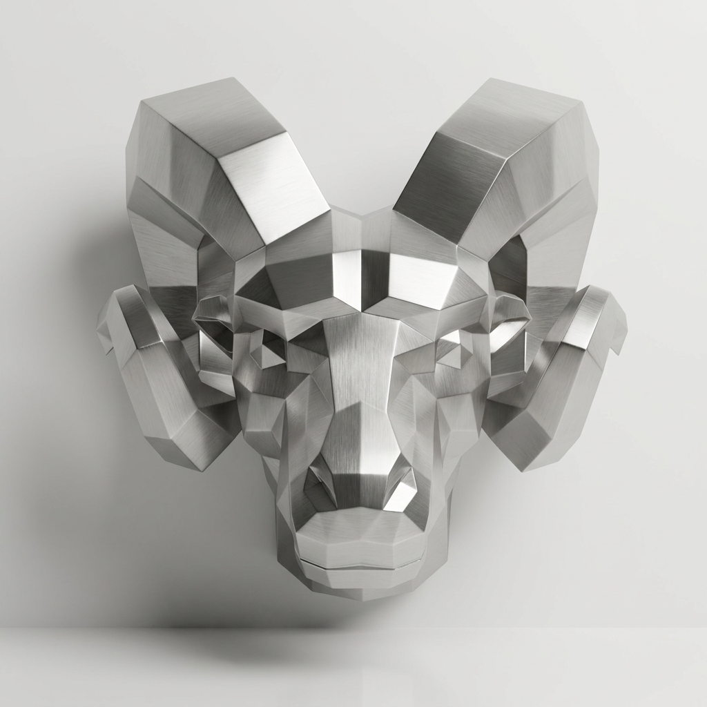 Sculpture tête de bouc En Inox