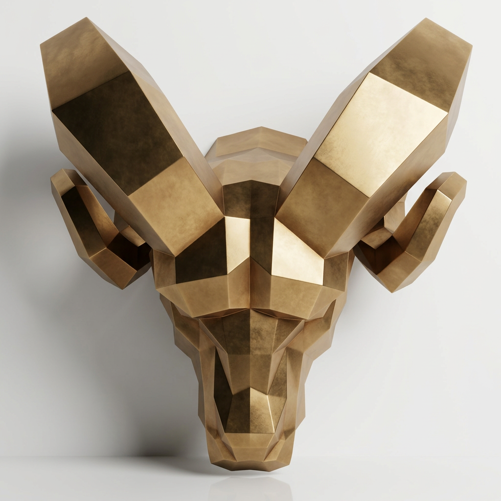 Sculpture tête de bouc En Inox Effet Bronze