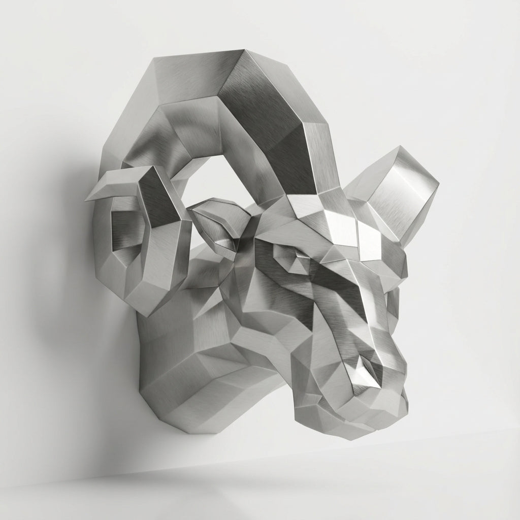Sculpture tête de bouc En Inox