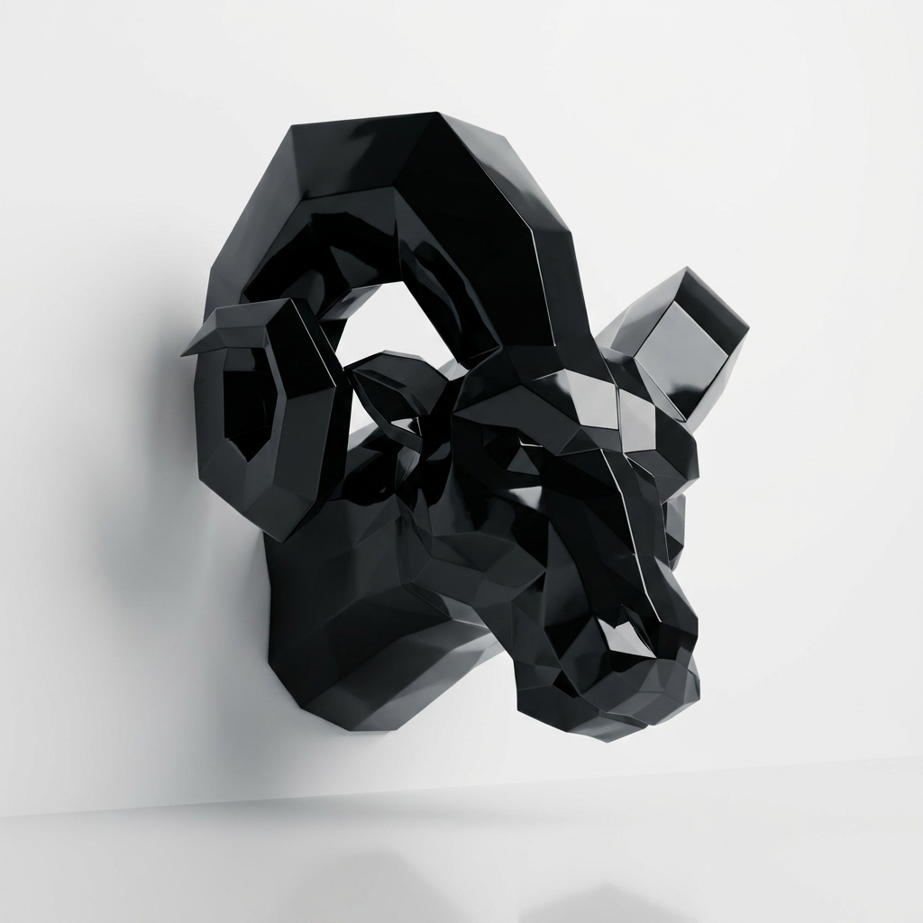 Sculpture tête de bouc En Résine