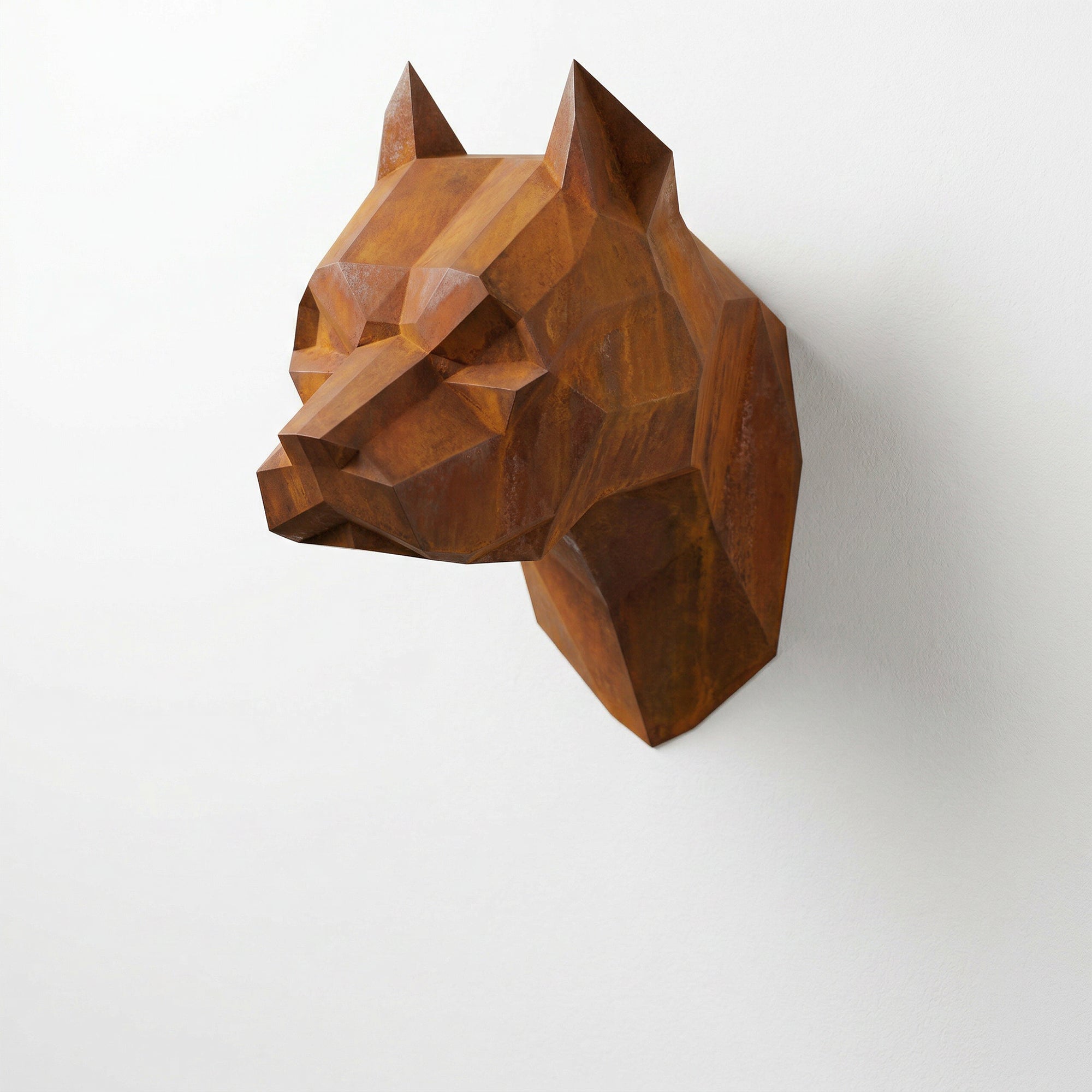 Sculpture Tête Pitbull Géométrique