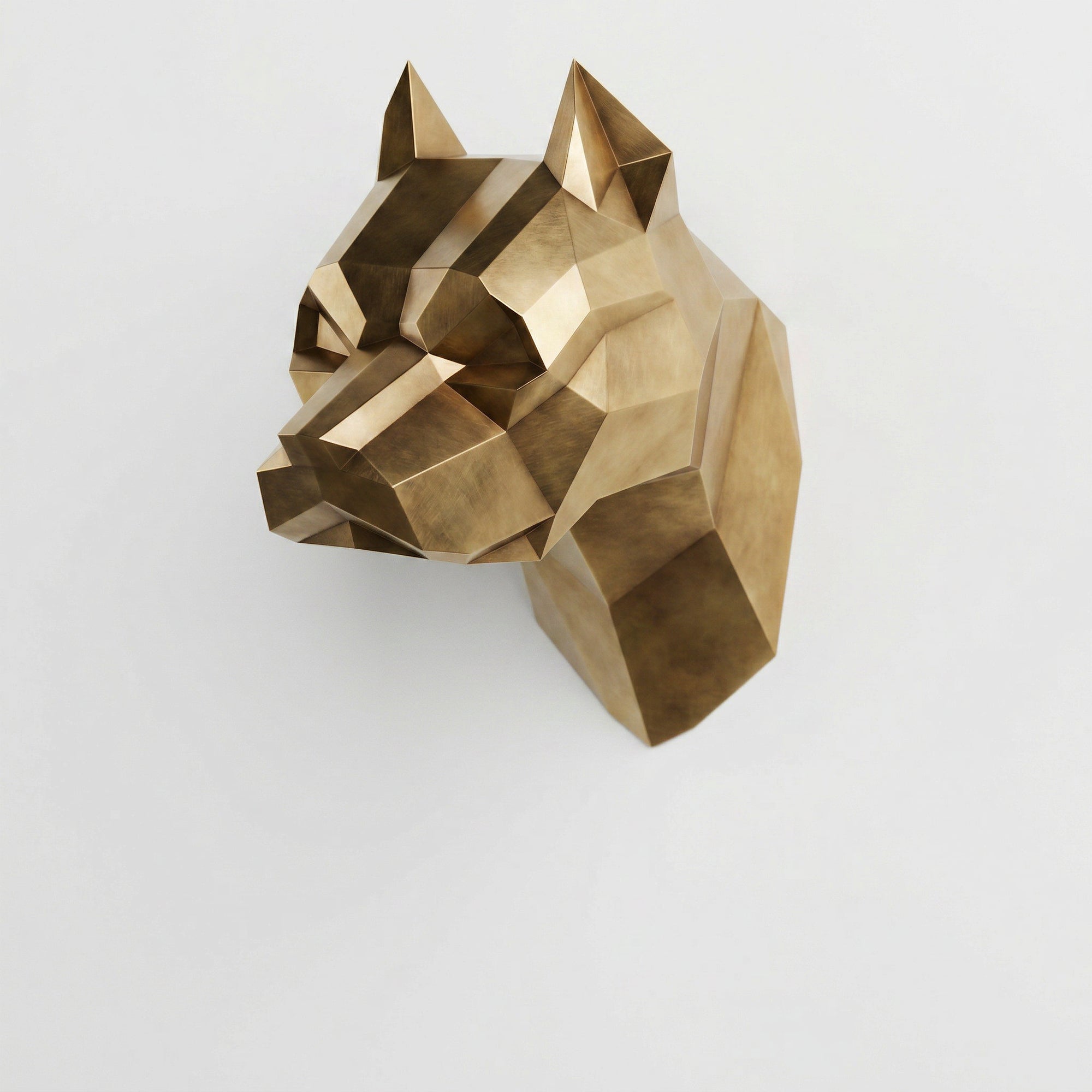 Sculpture Tête Pitbull Géométrique