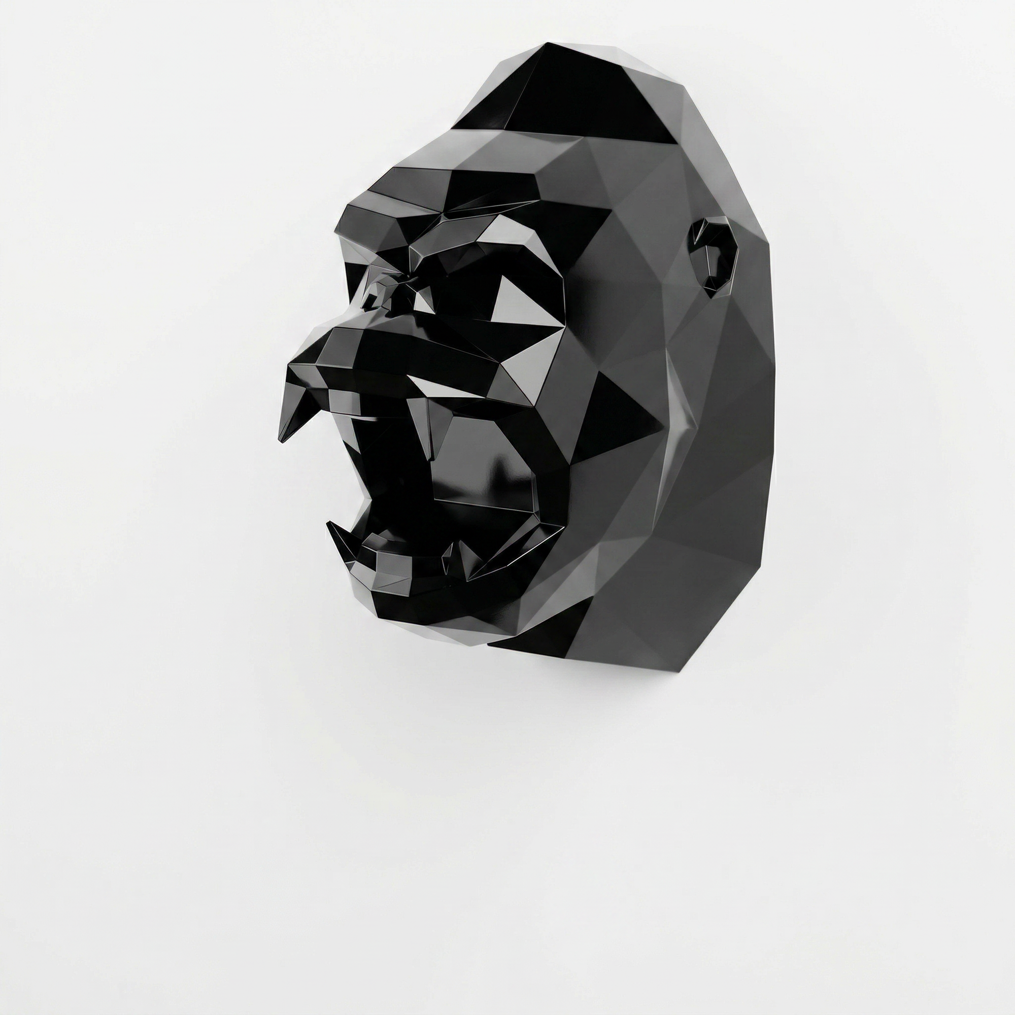 Sculpture Tête de Gorille Design Géométrique En Résine