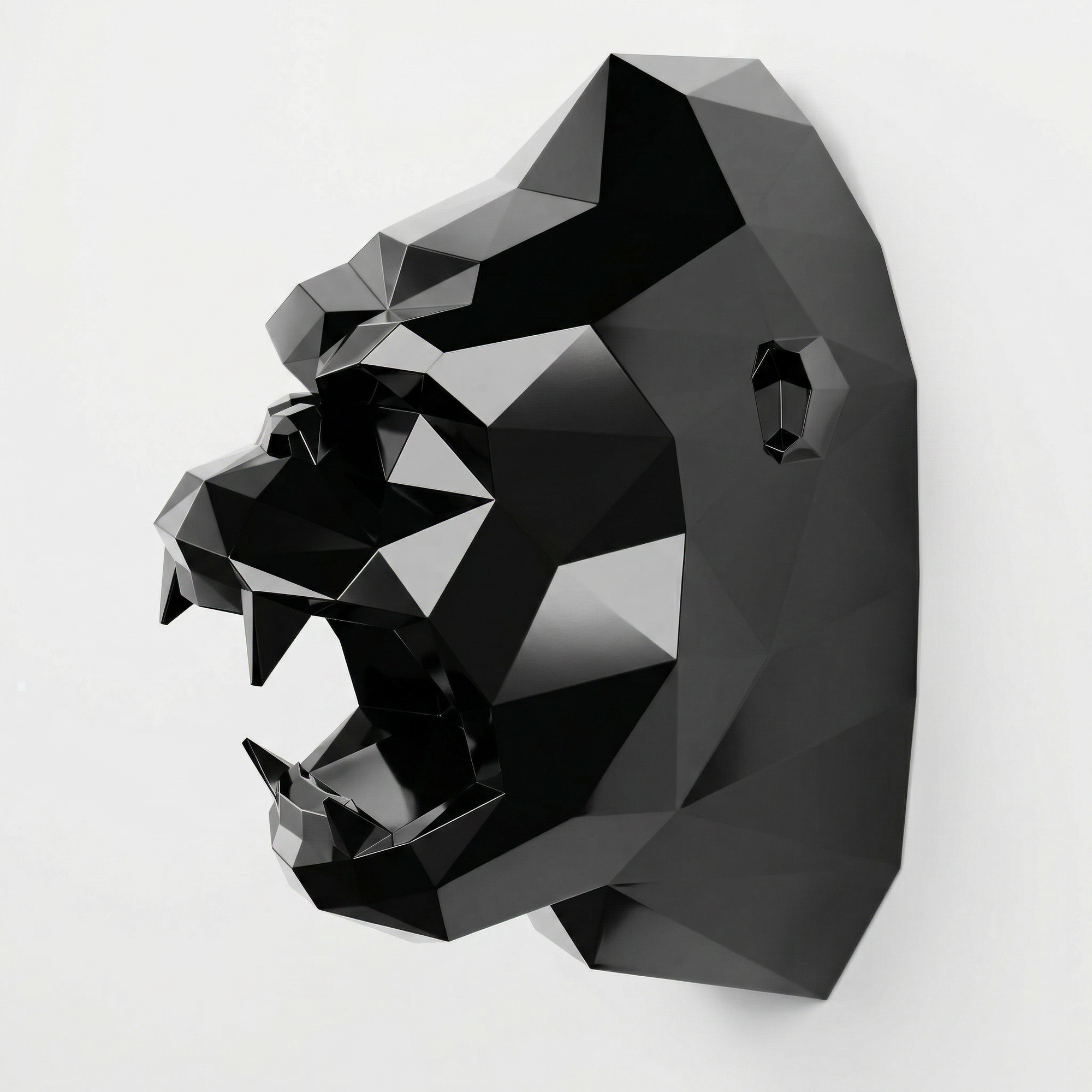Sculpture Tête de Gorille Design Géométrique En Résine