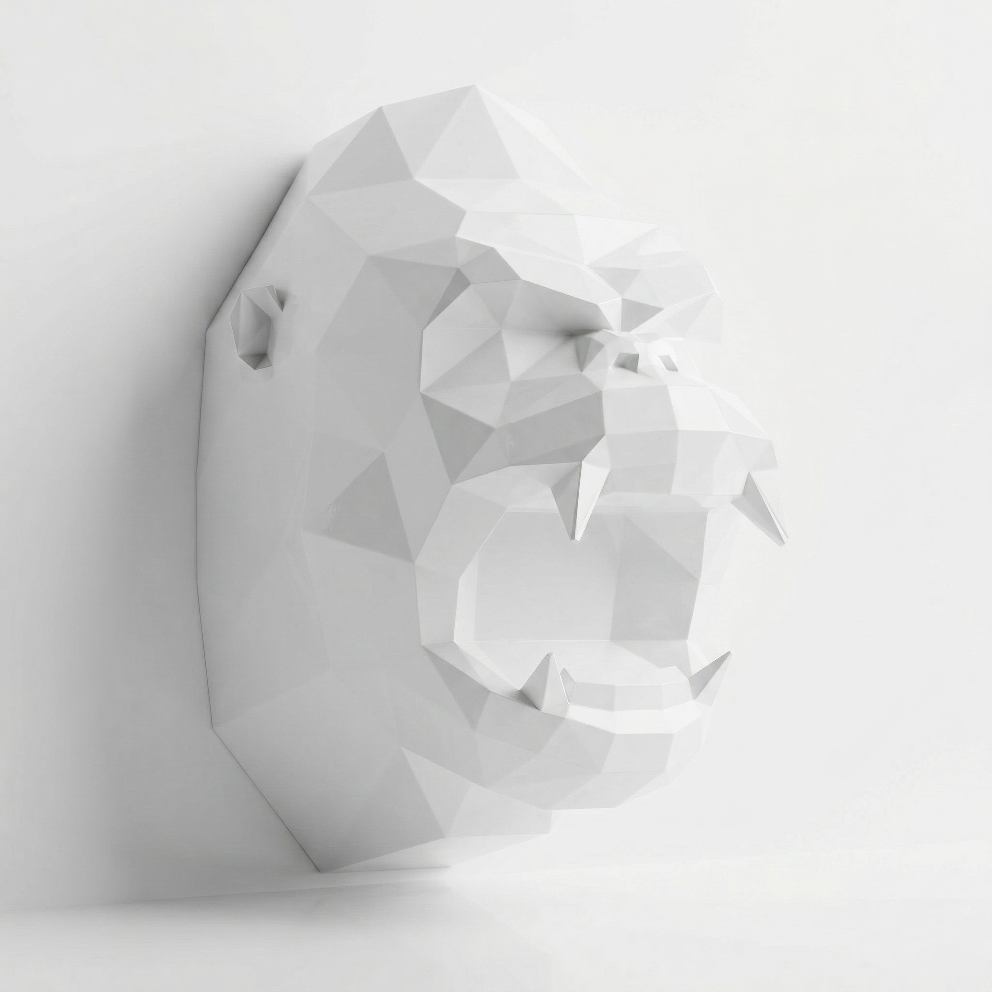 Sculpture Tête de Gorille Design Géométrique En Résine