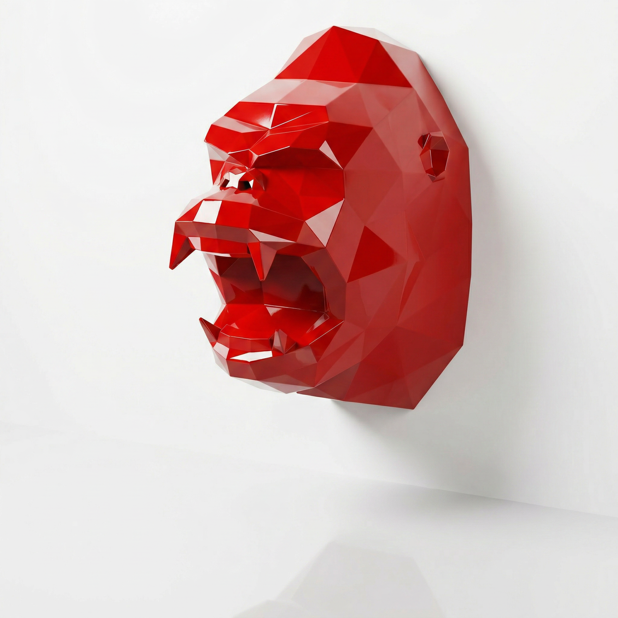 Sculpture Tête de Gorille Design Géométrique En Résine
