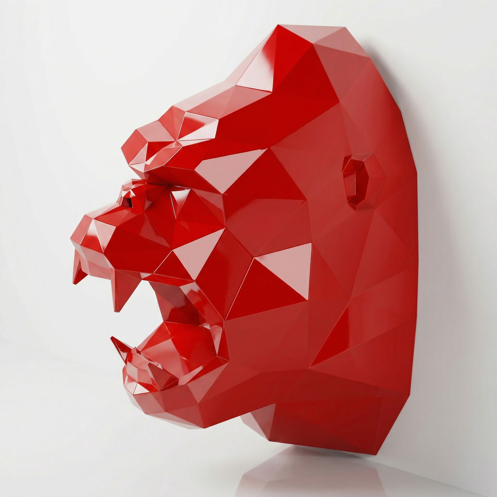 Sculpture Tête de Gorille Design Géométrique En Résine