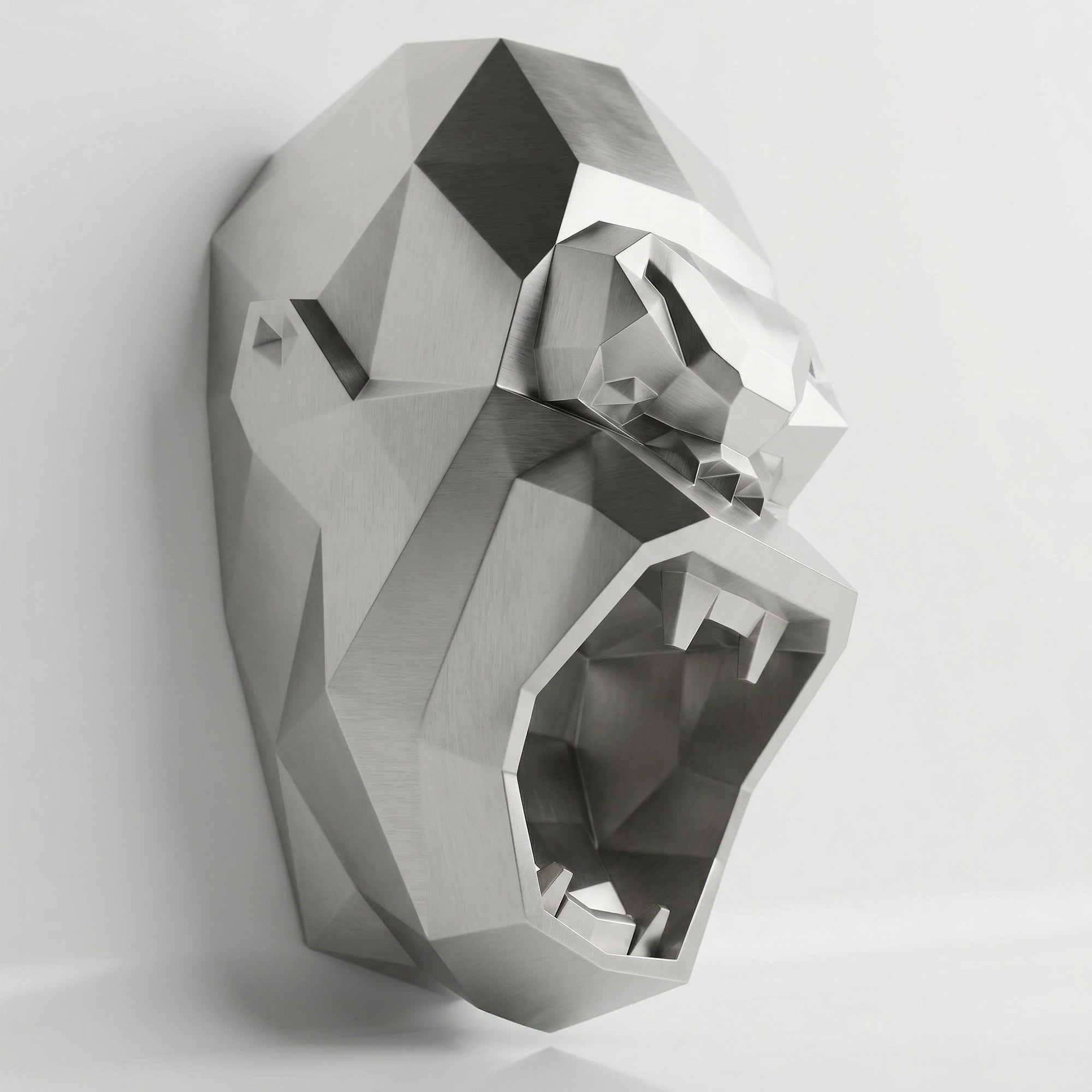 Sculpture Tête de Gorille Design Géométrique En Inox