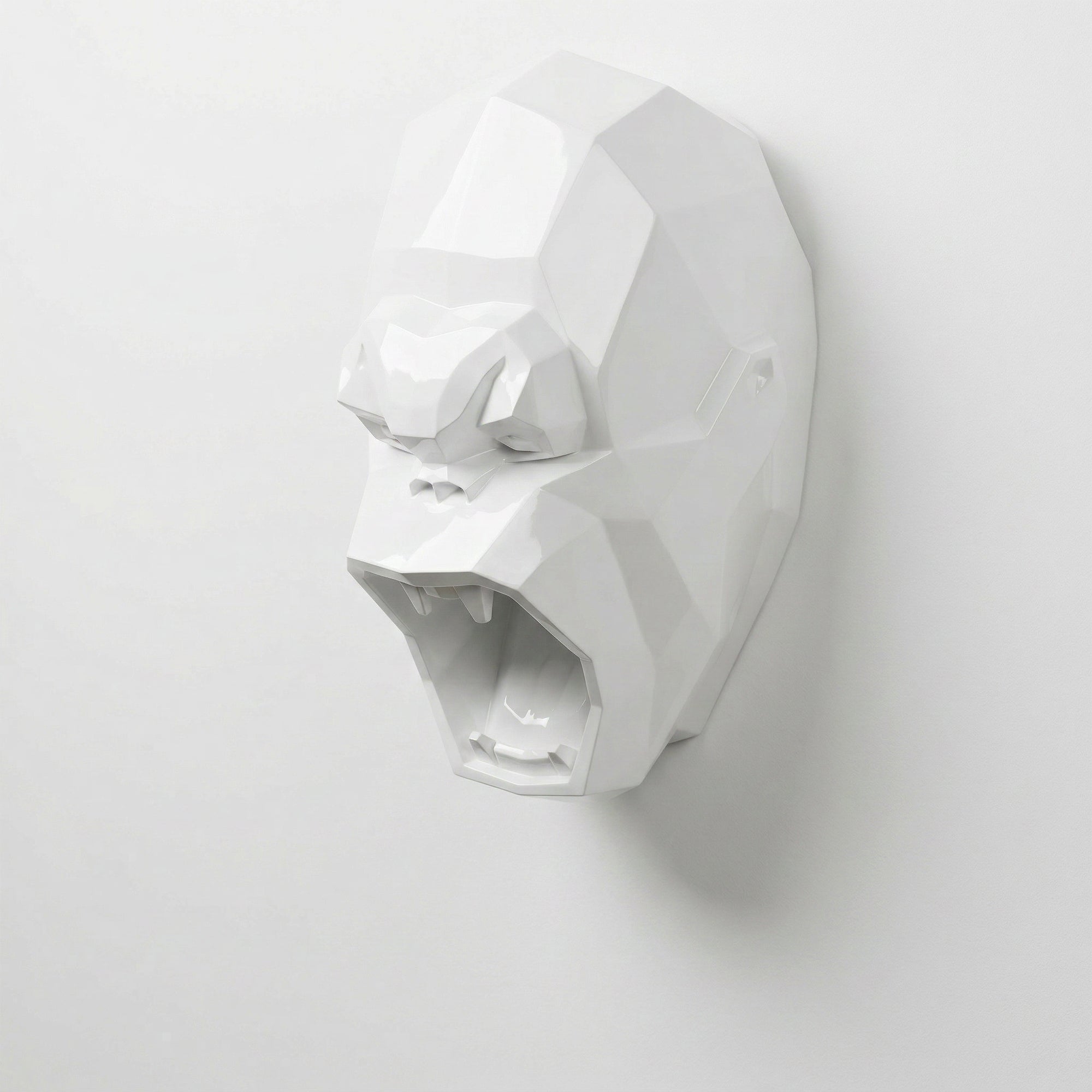 Sculpture Tête de Gorille Design Géométrique
