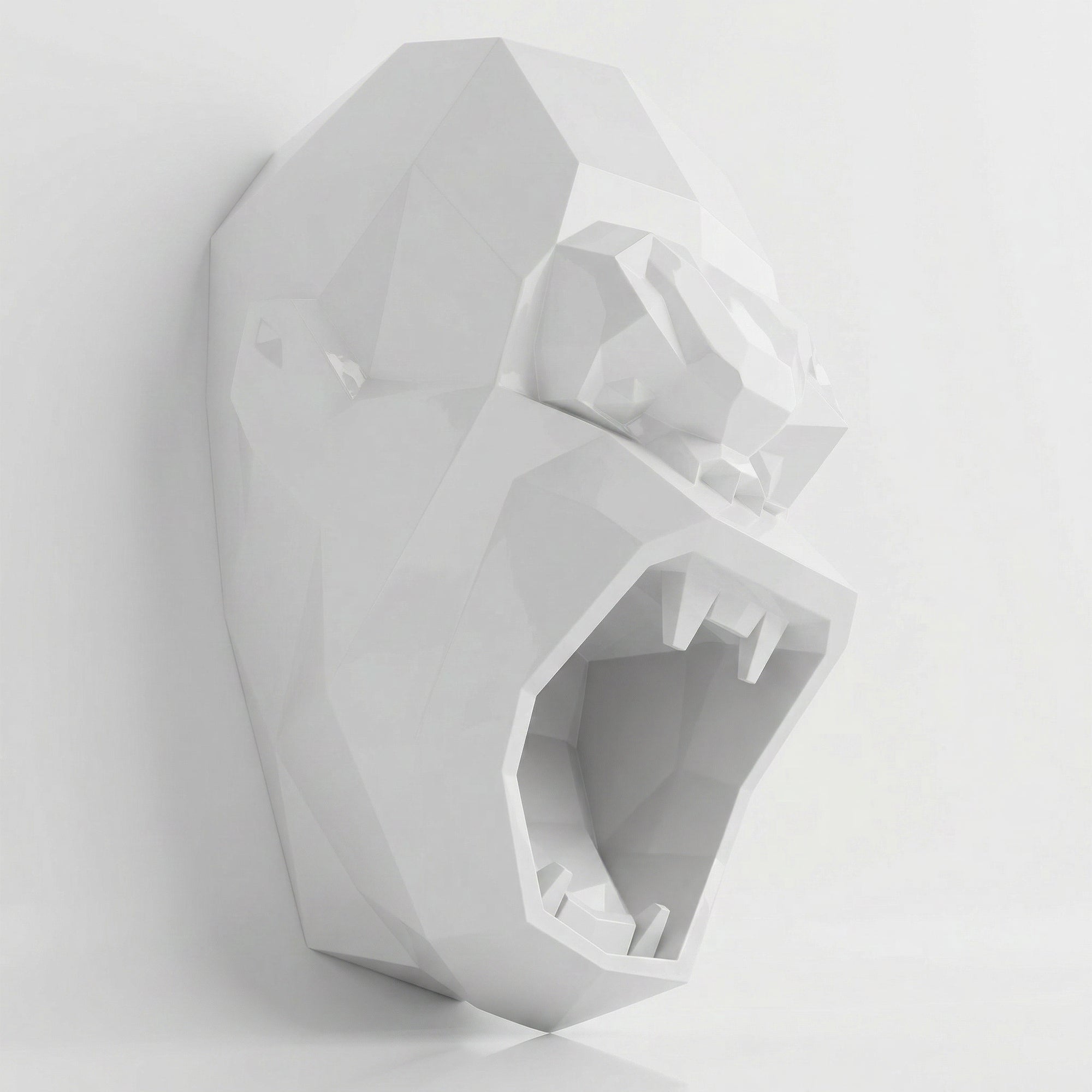 Sculpture Tête de Gorille Design Géométrique