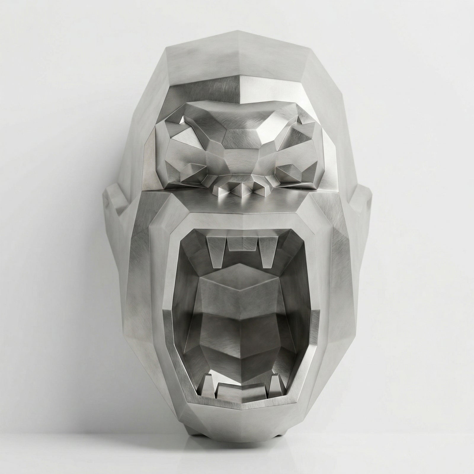 Sculpture Tête de Gorille Design Géométrique En Inox