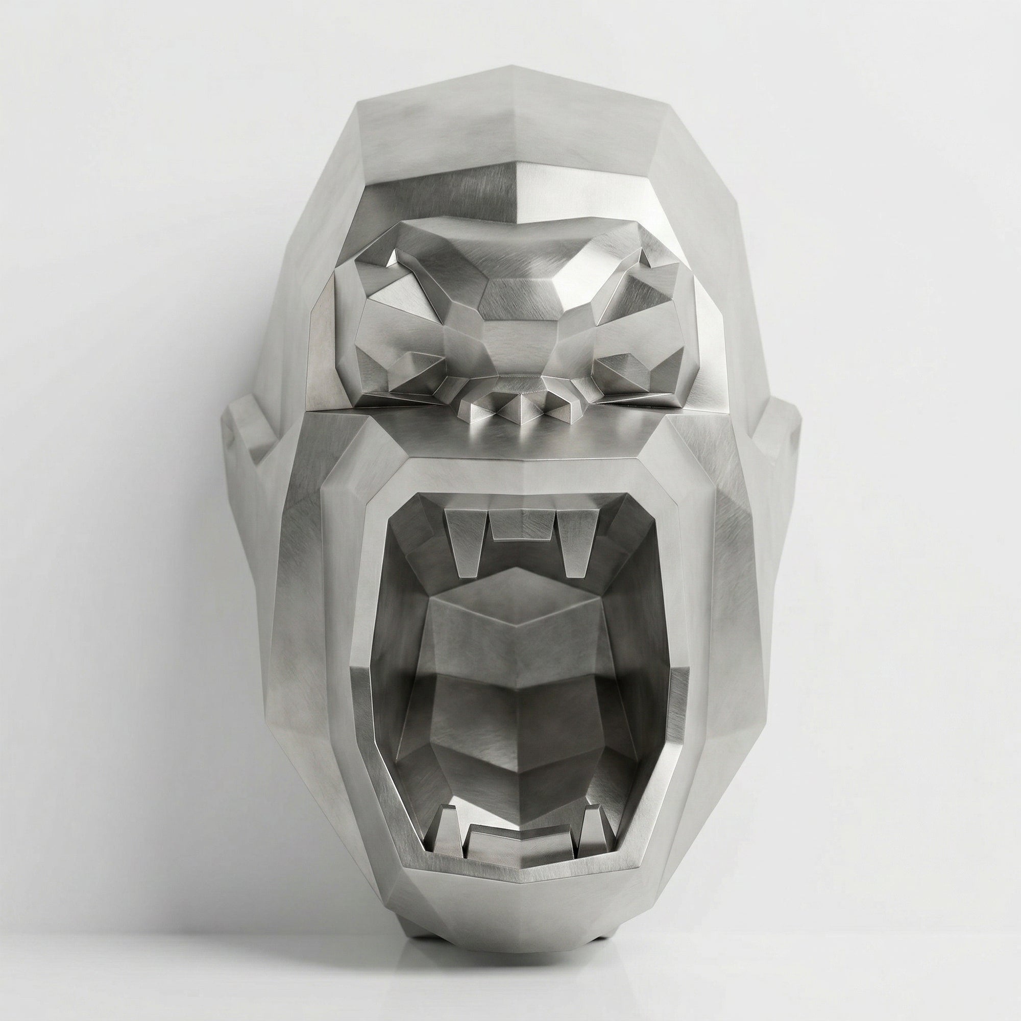 Sculpture Tête de Gorille Design Géométrique En Inox