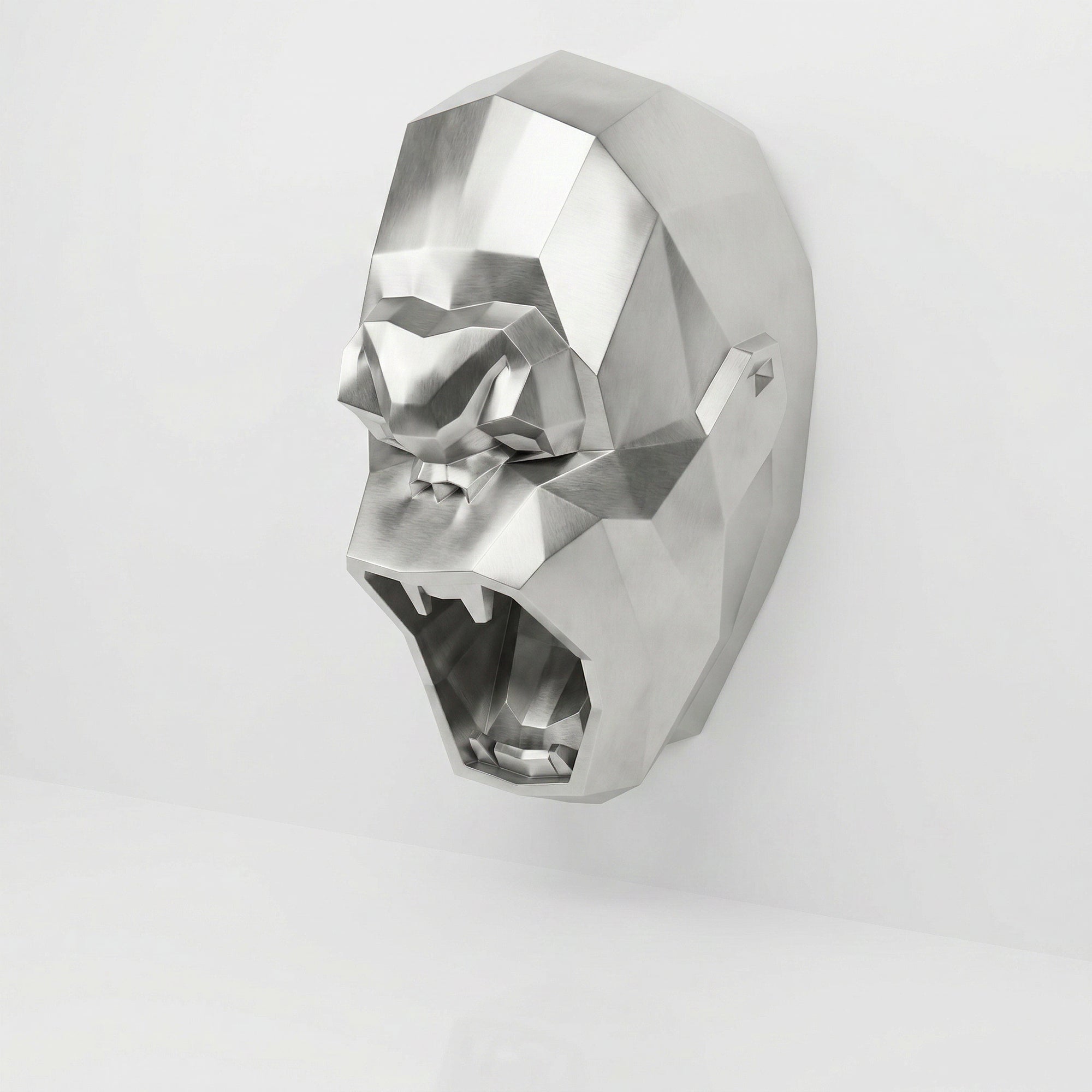 Sculpture Tête de Gorille Design Géométrique En Inox