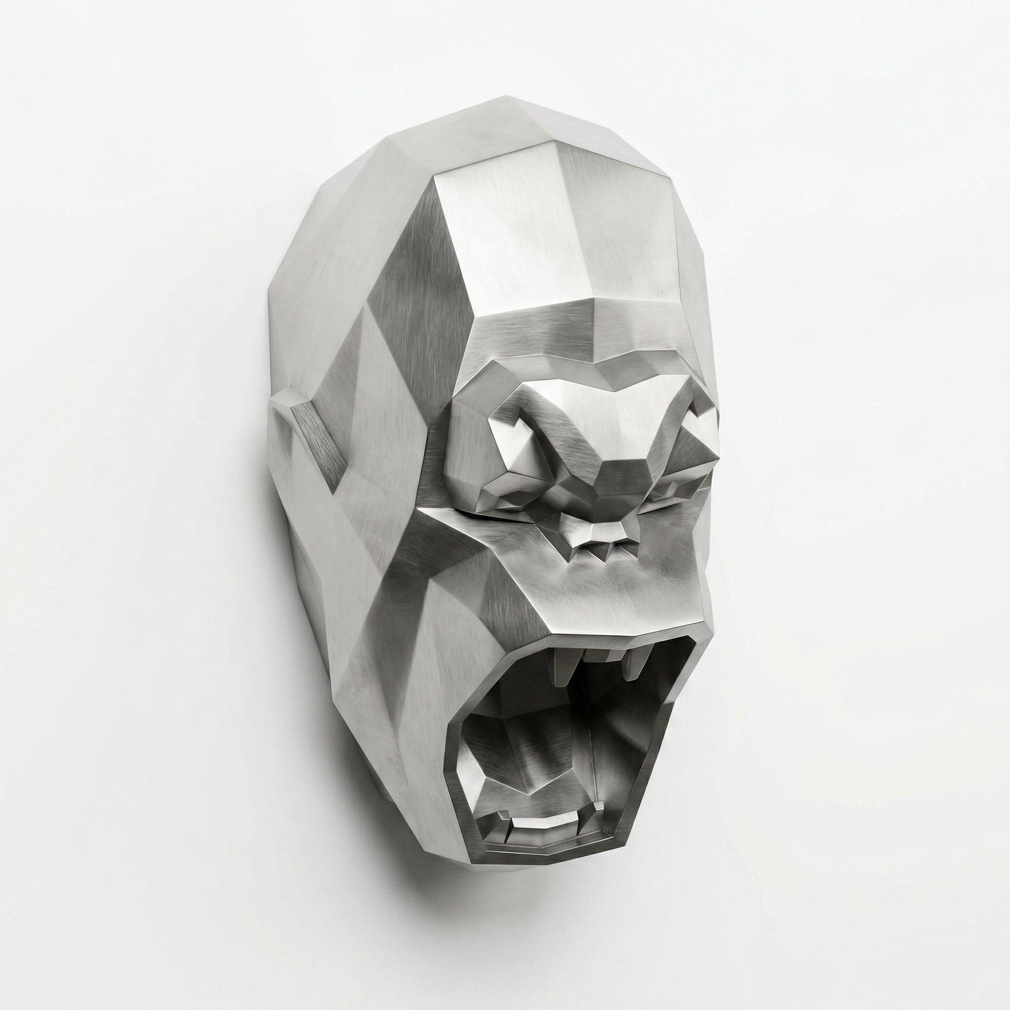 Sculpture Tête de Gorille Design Géométrique En Inox
