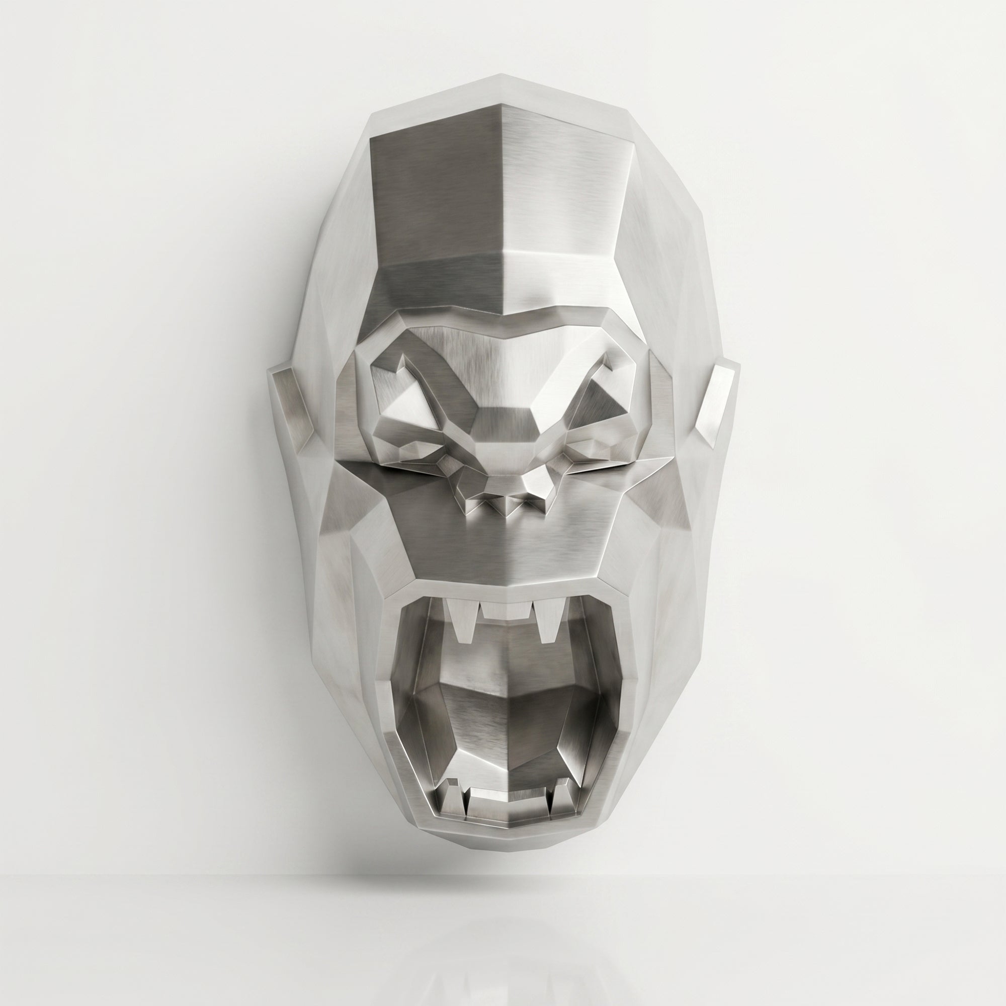 Sculpture Tête de Gorille Design Géométrique En Inox