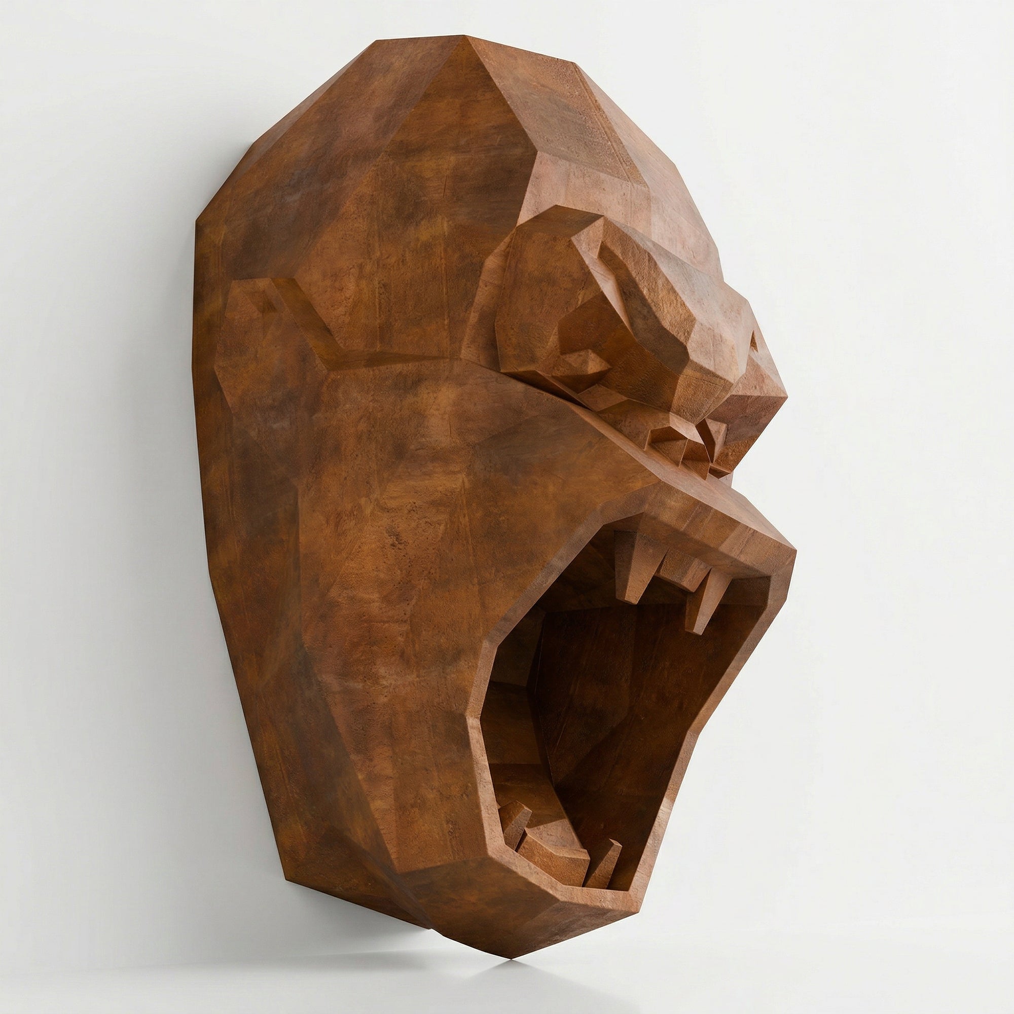Sculpture Tête de Gorille Design Géométrique