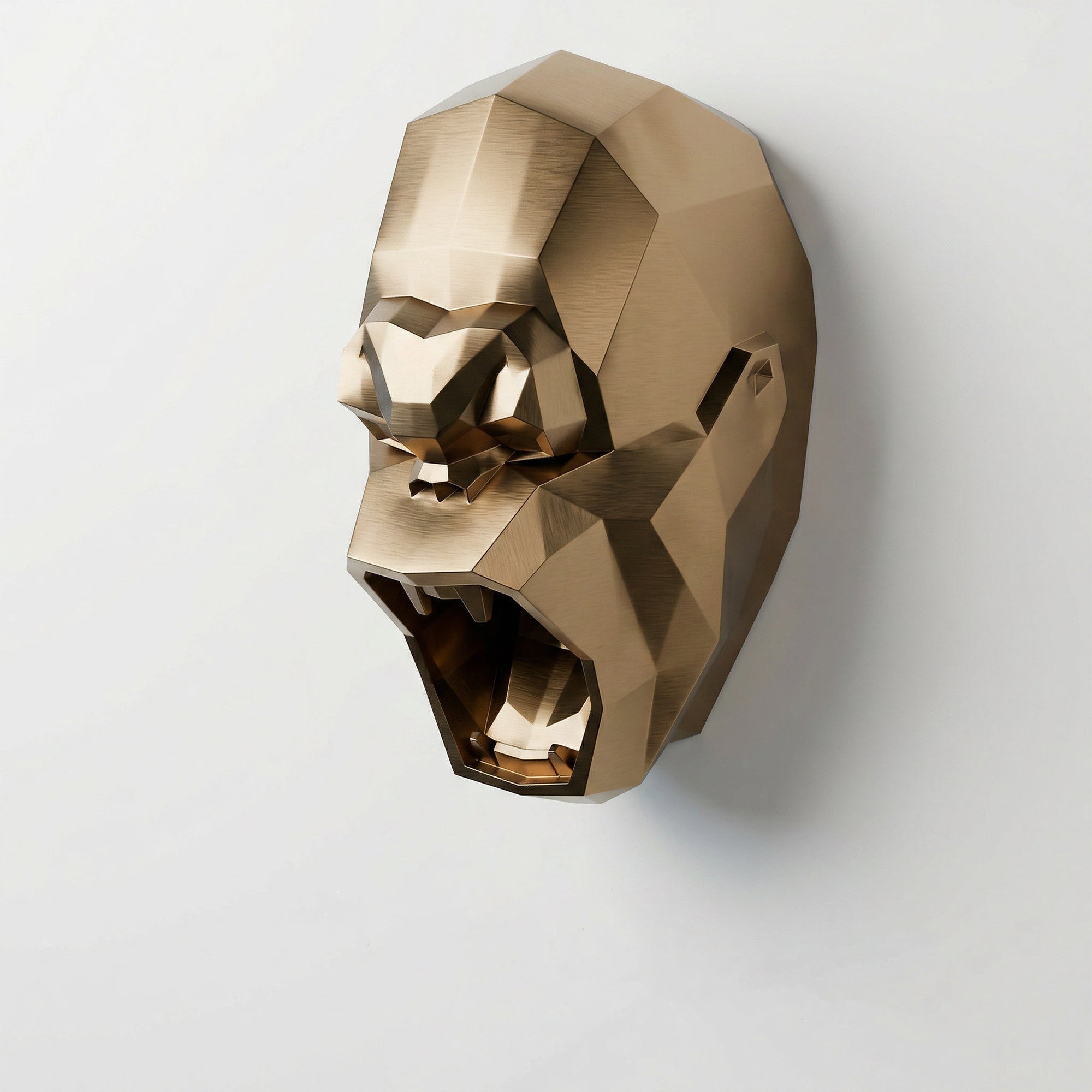 Sculpture Tête de Gorille Design Géométrique En Laiton