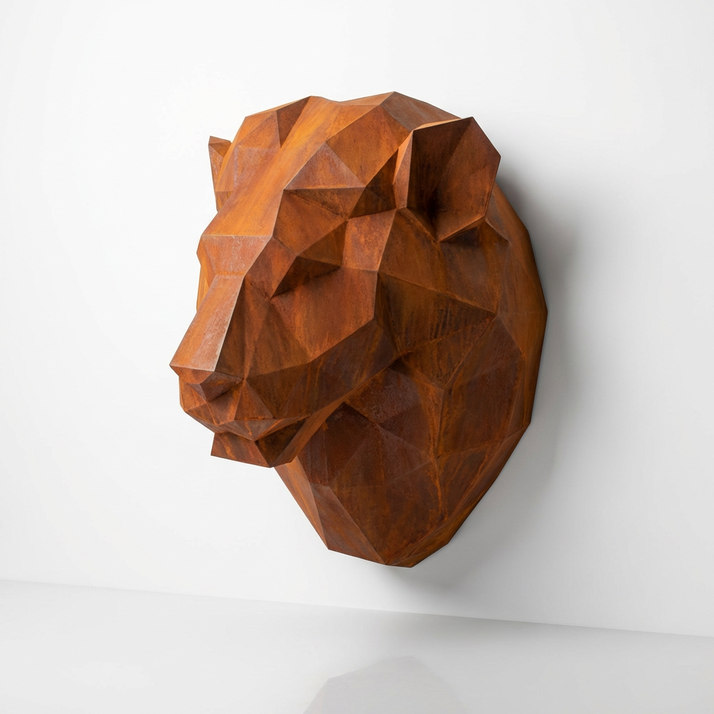 Sculpture Tête de Lion Géométrique