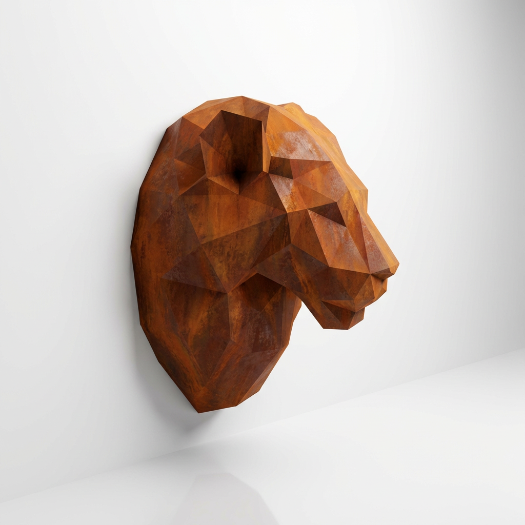 Sculpture Tête de Lion Géométrique
