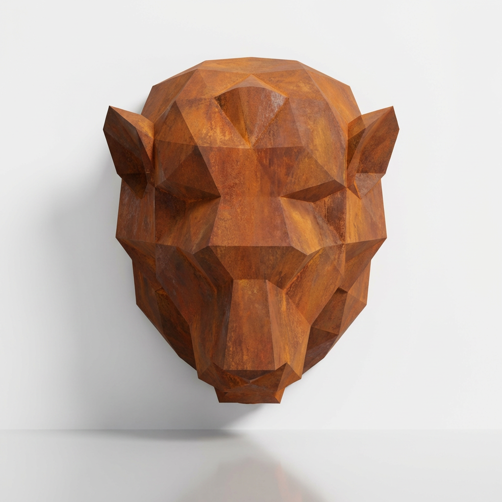 Sculpture Tête de Lion Géométrique