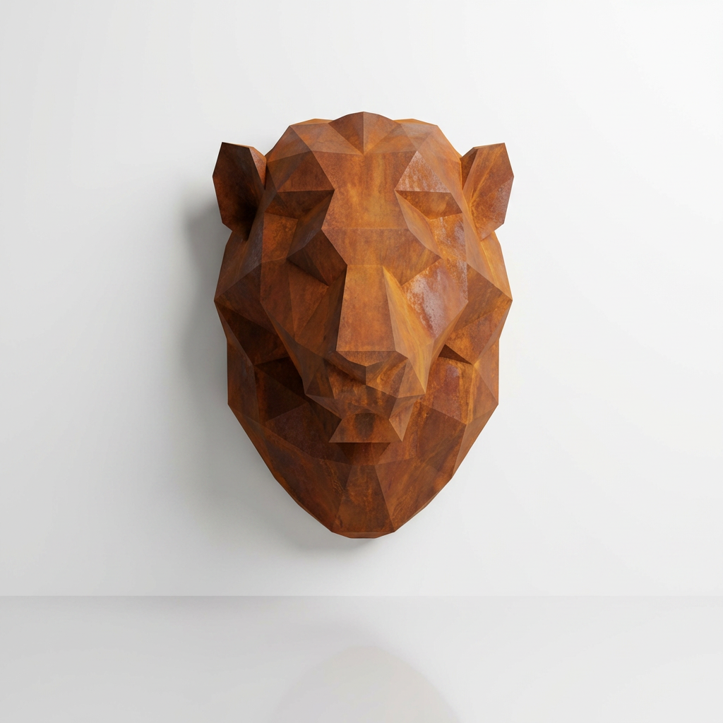 Sculpture Tête de Lion Géométrique