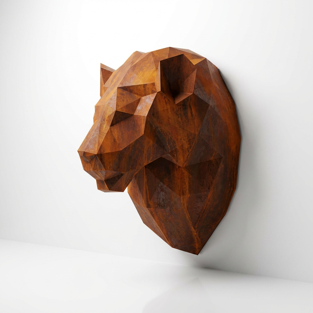 Sculpture Tête de Lion Géométrique