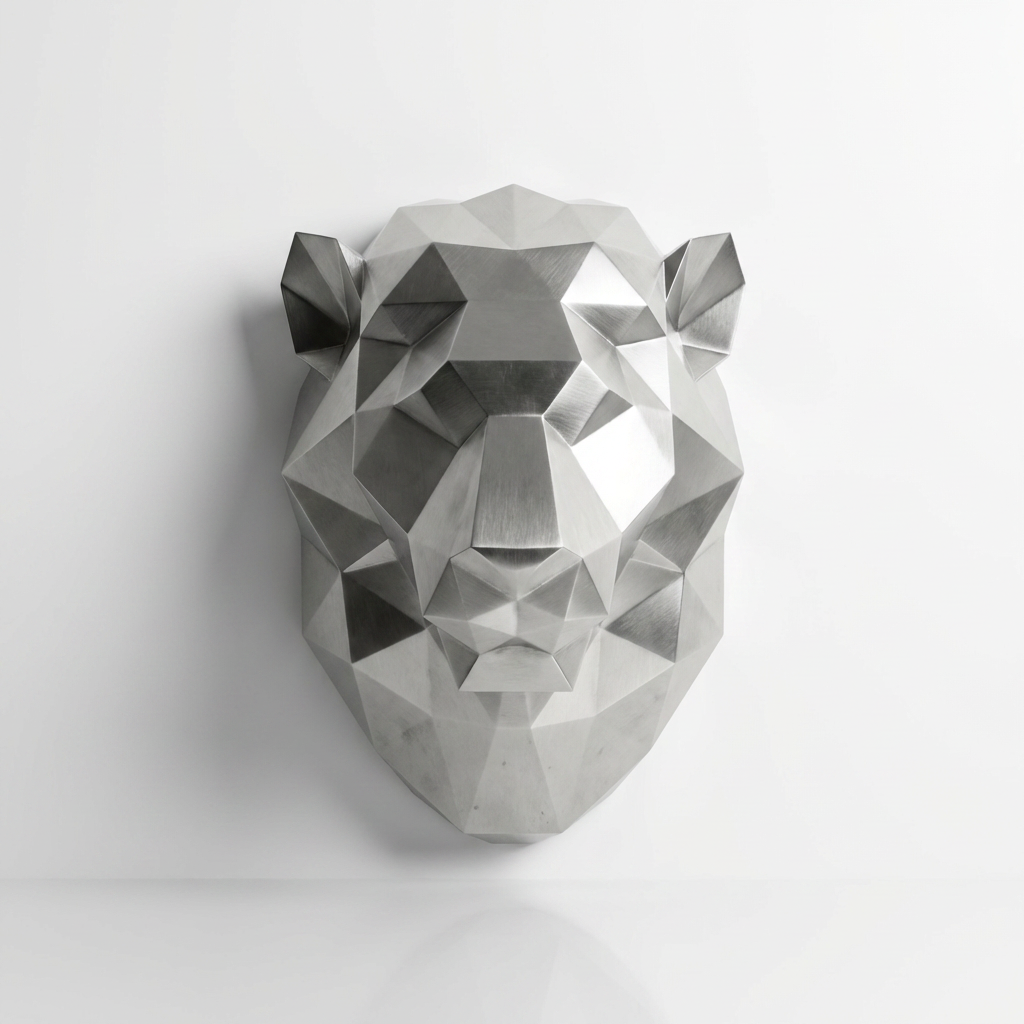 Sculpture Tête de Lion Géométrique En Inox
