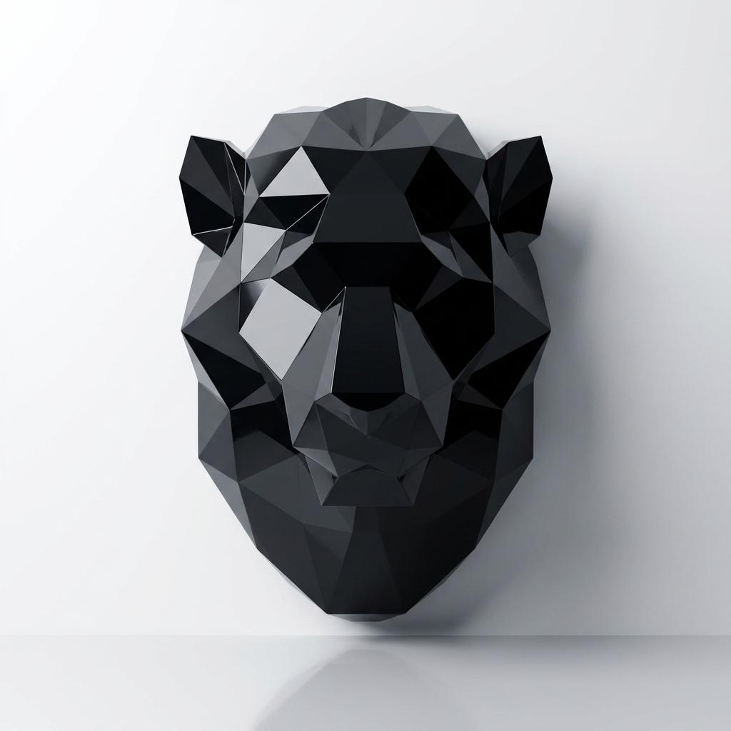 Sculpture Tête de Lion Géométrique En Résine