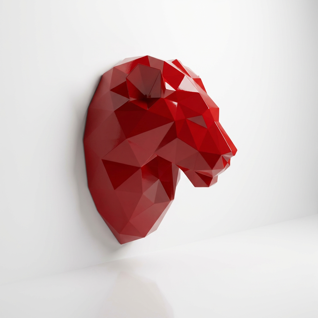 Sculpture Tête de Lion Géométrique