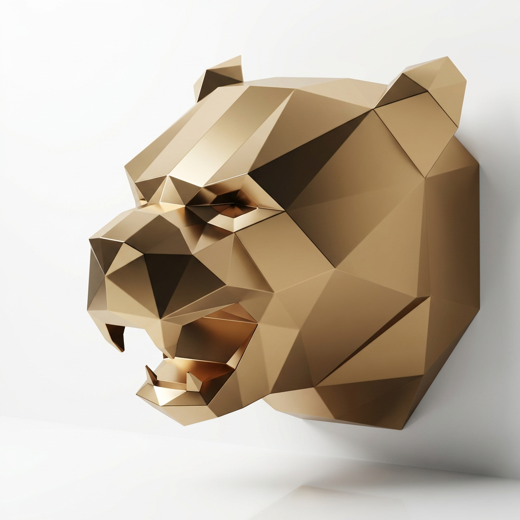 Sculpture Tête de Panthère En Inox Effet Bronze
