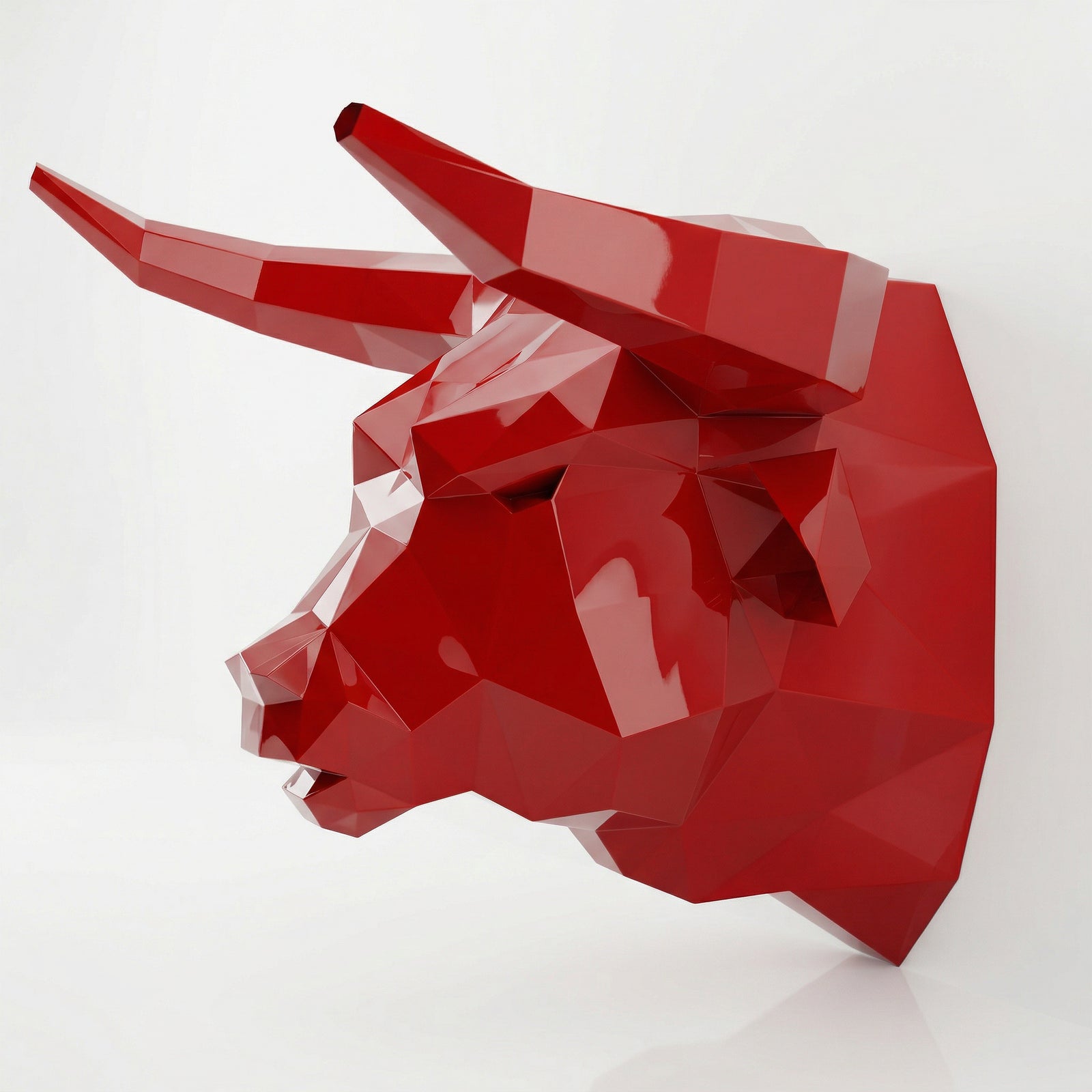 Sculpture tête de taureau polygone