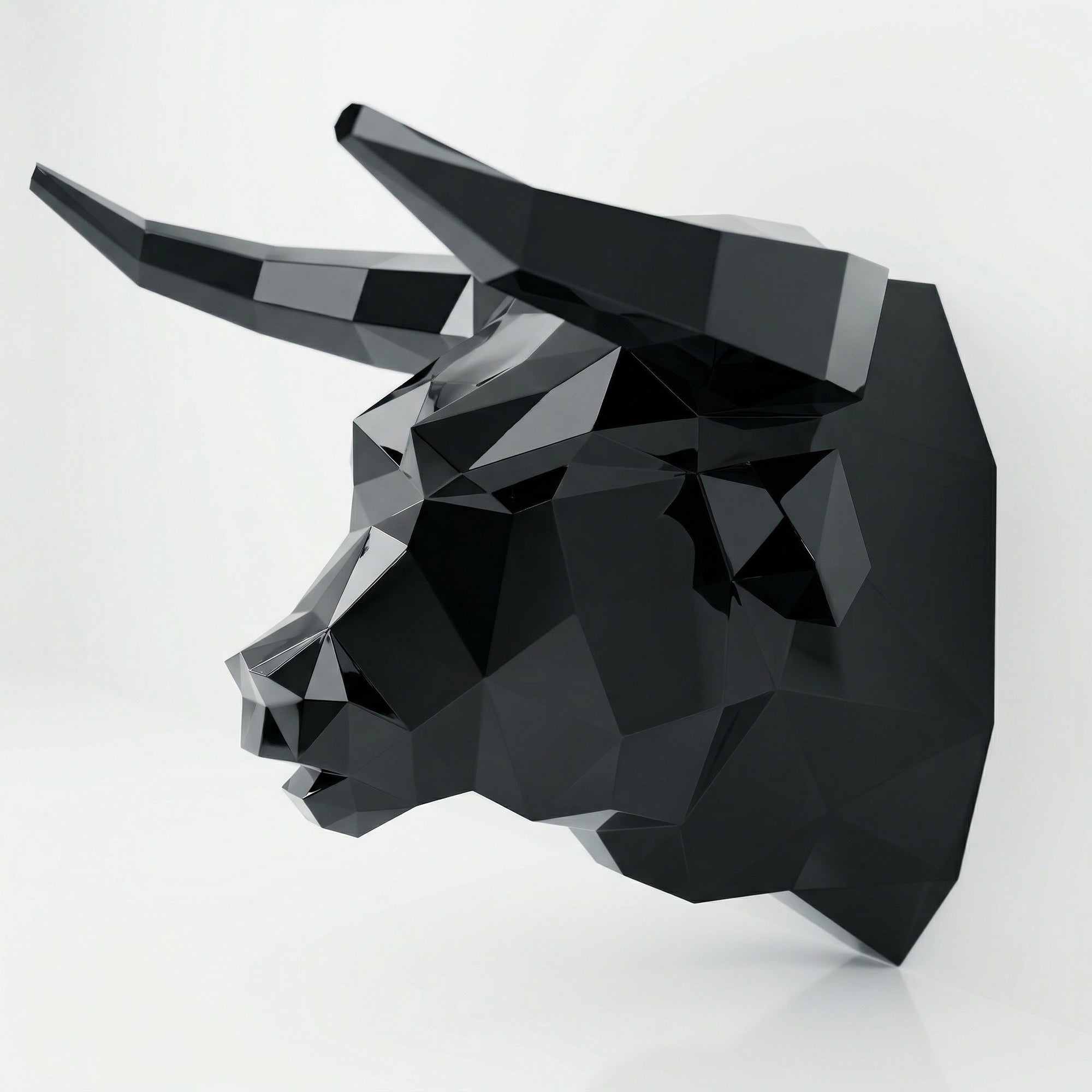 Sculpture tête de taureau polygone
