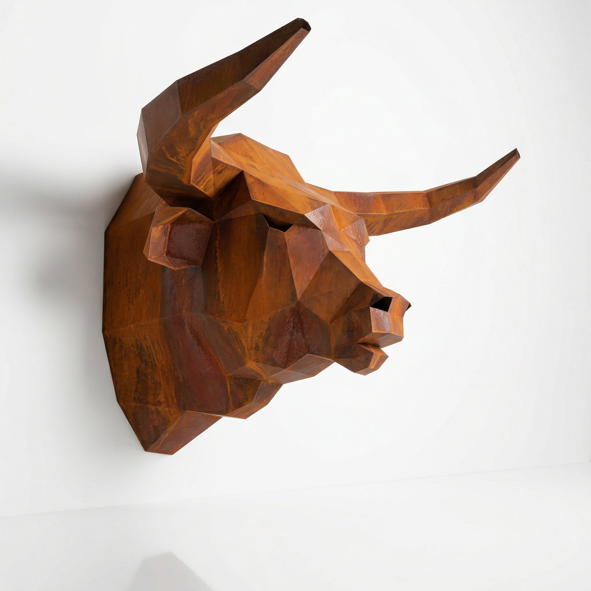 Sculpture tête de taureau polygone