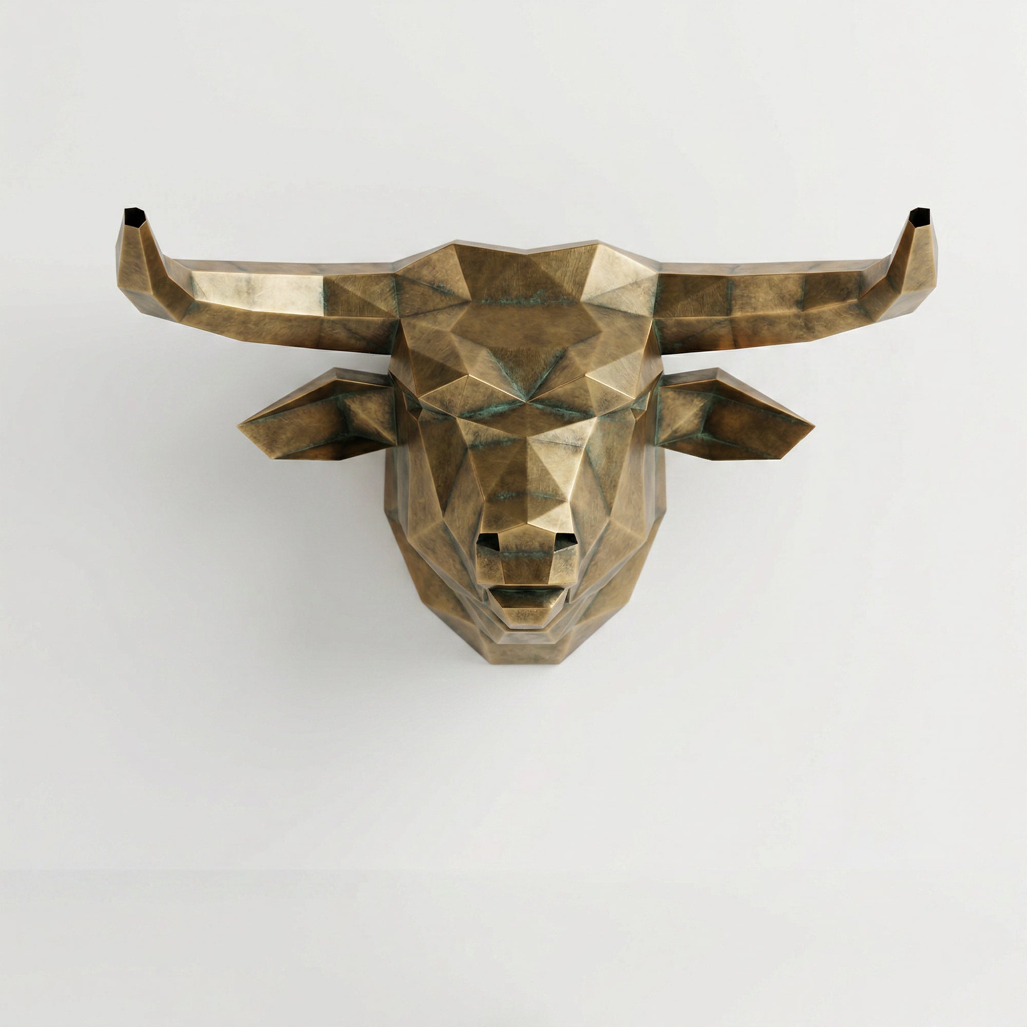 Sculpture tête de taureau polygone