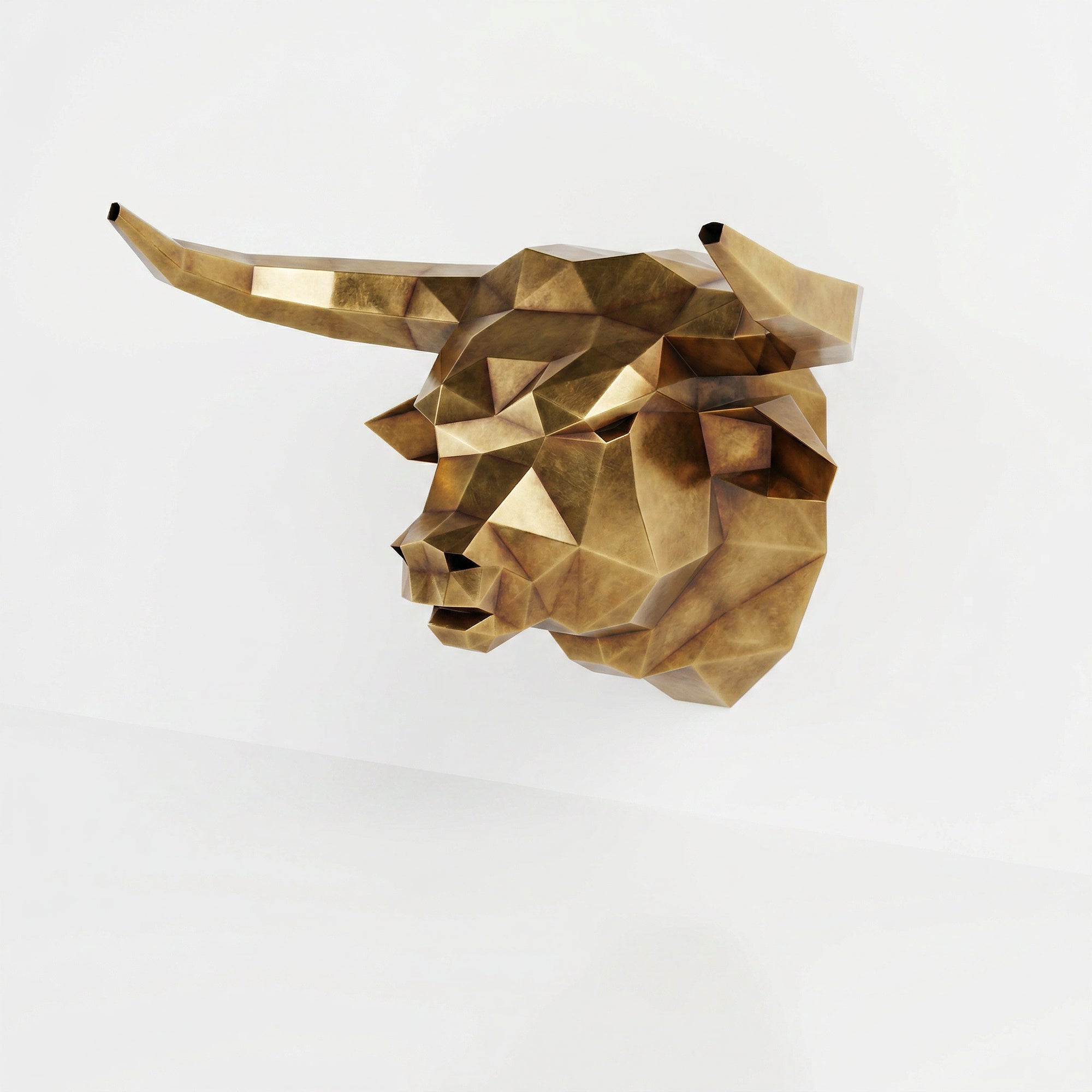 Sculpture tête de taureau polygone