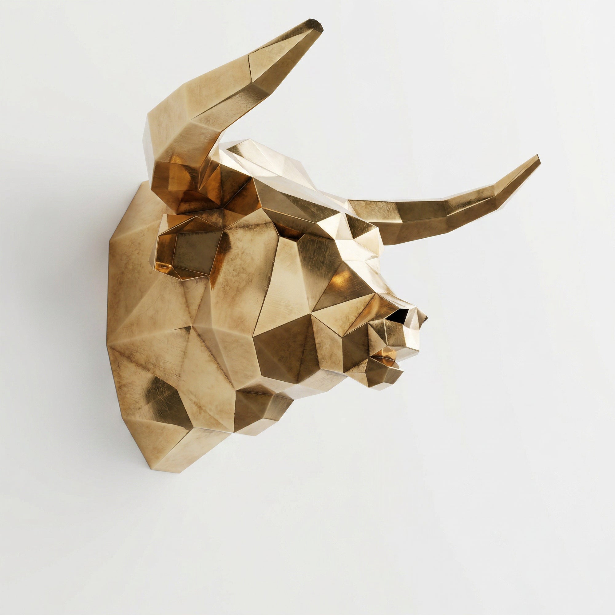 Sculpture tête de taureau polygone
