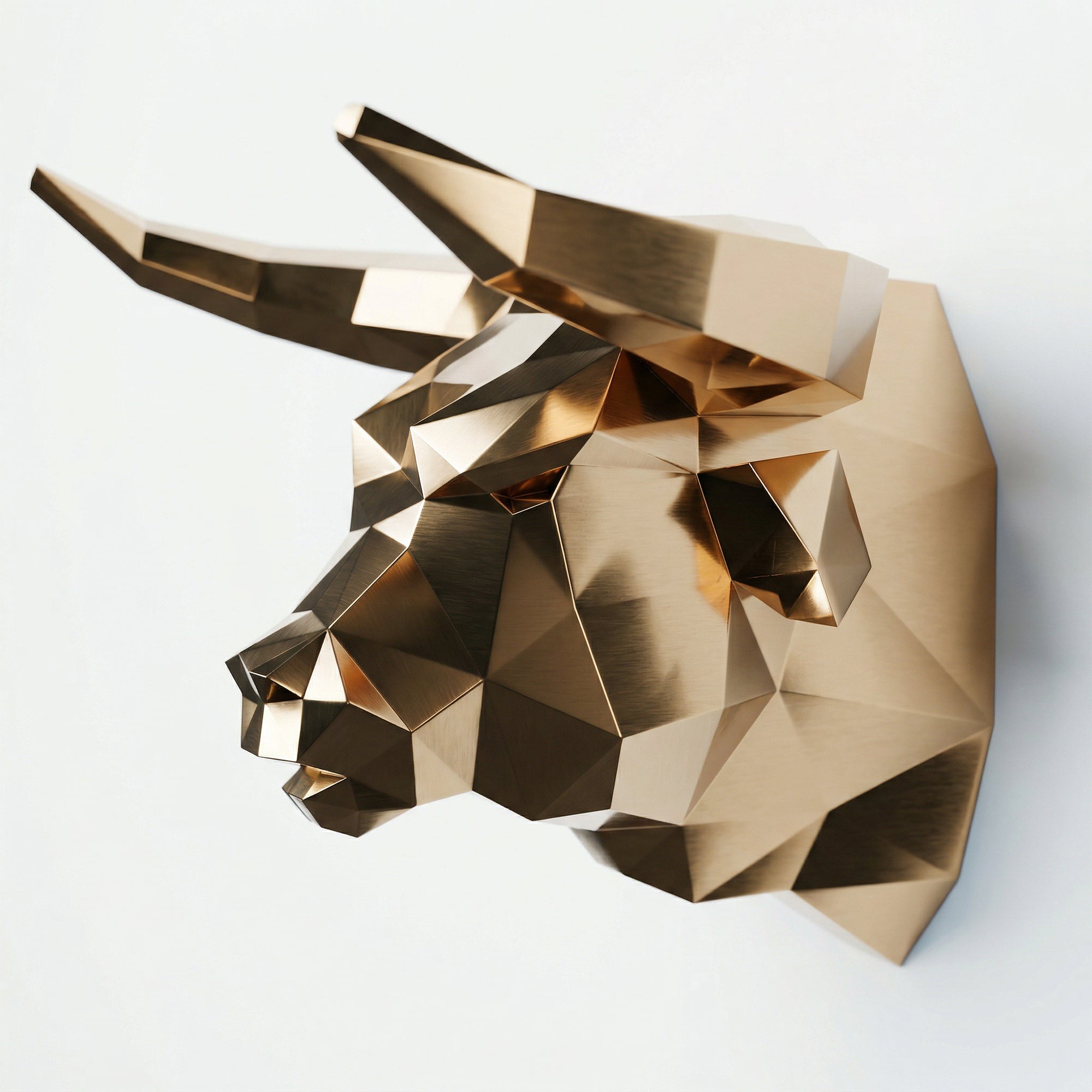Sculpture tête de taureau polygone