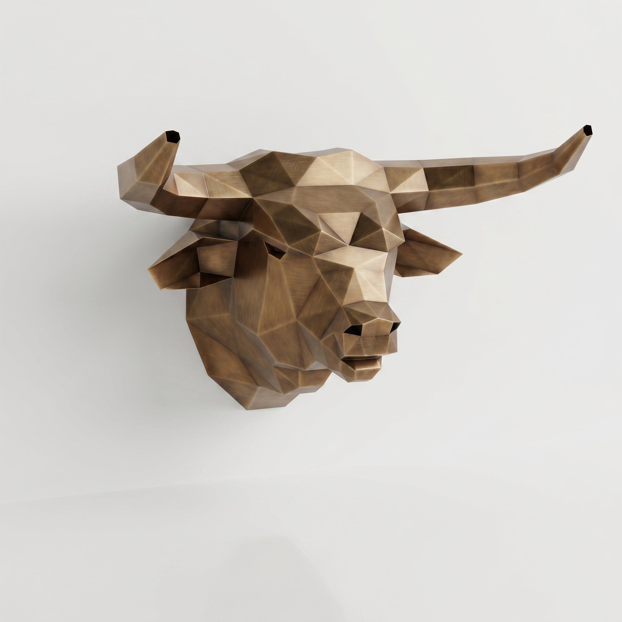 Sculpture tête de taureau polygone